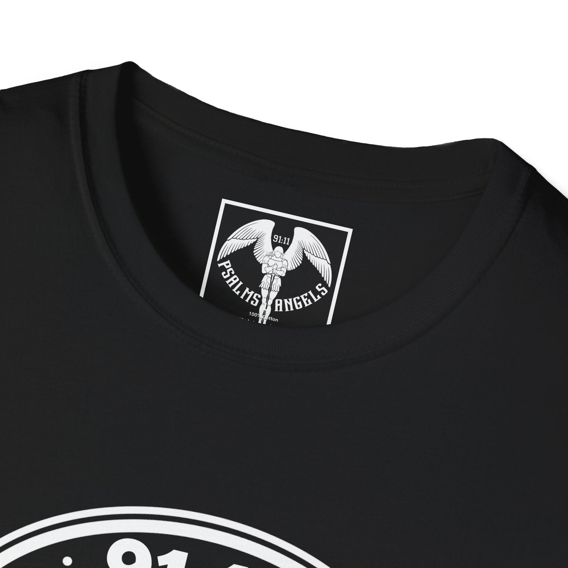 Psalms Angels "I Walk By Faith" Graphic Unisex Black Tee Printify