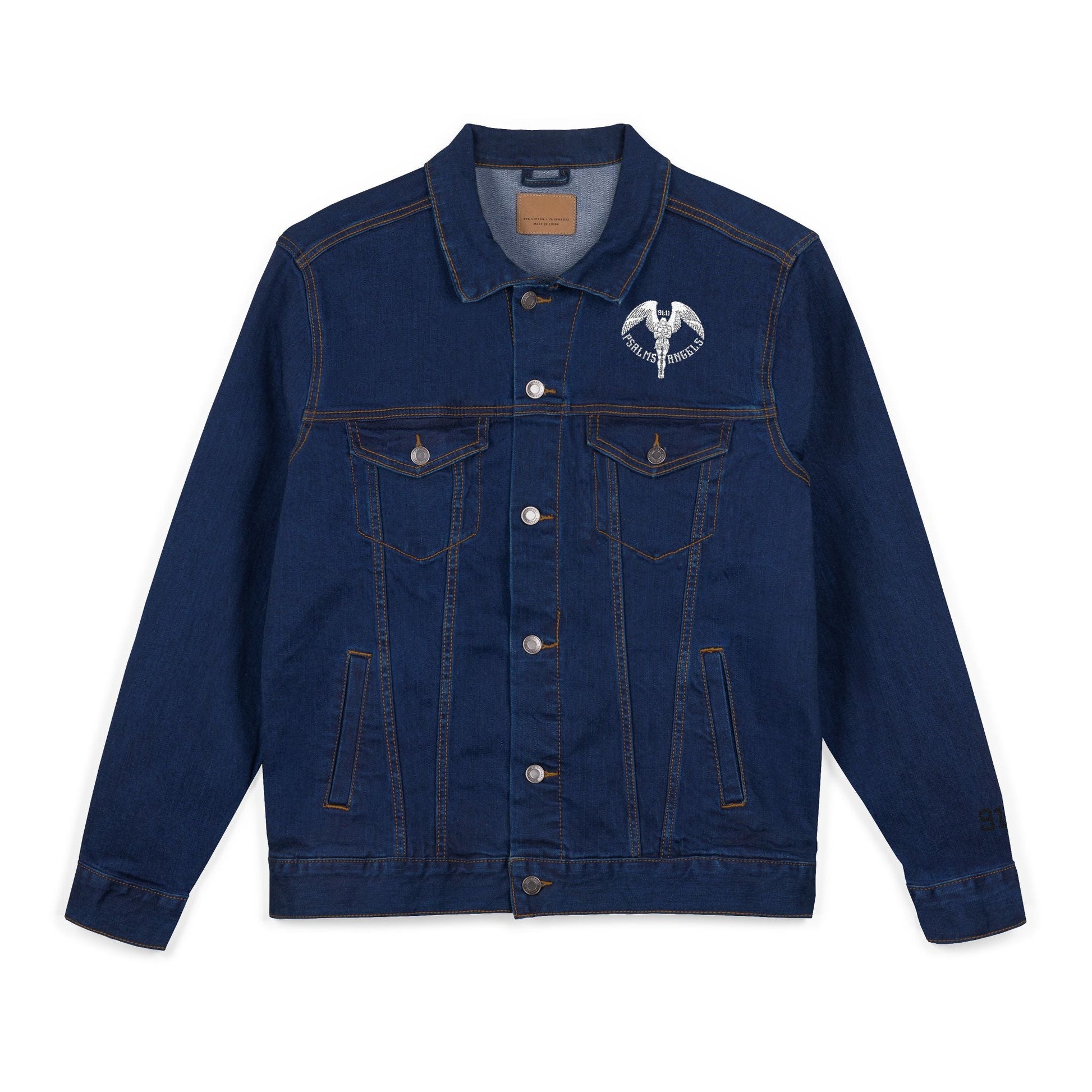 Stylish Unisex Denim Jacket with Unique Embroidery - Black & Blue Printify