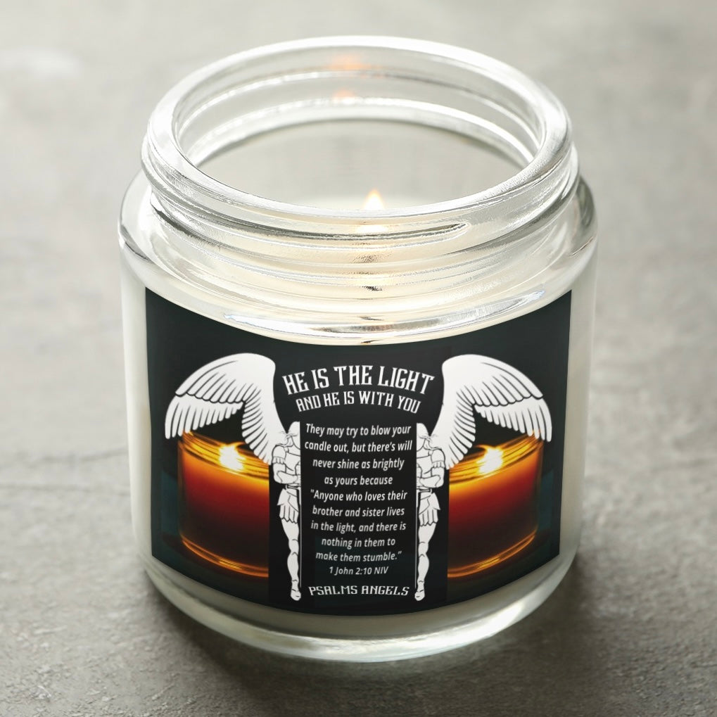 Bible Verse 1 John 2:10 NIV Scented 9oz Soy Candle Psalms 91.11