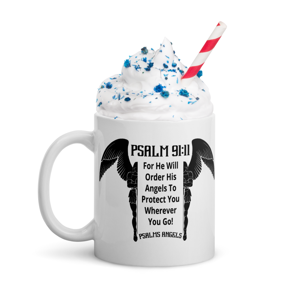 Psalms Angels White glossy mug Psalms 91.11