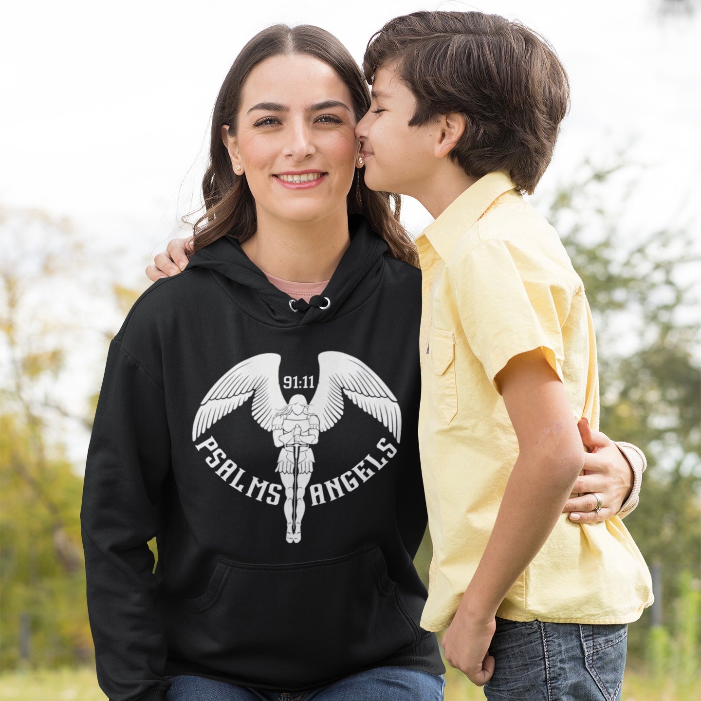 Psalm 91 black Psalms Angels Unisex Premium Heavyweight 100% Organic Cotton Hoodie