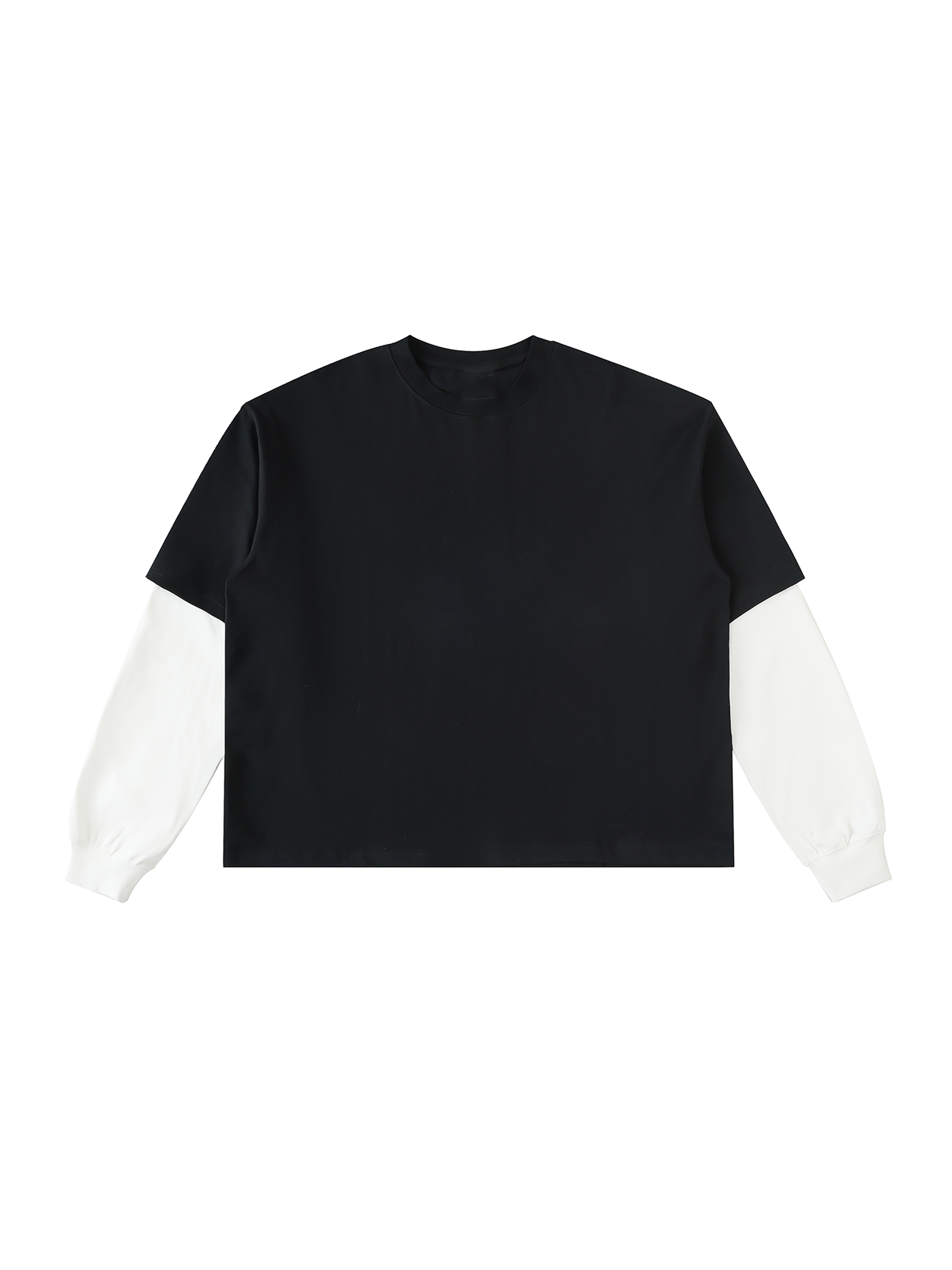 Psalms Angels Layered Contrast Sleeve Cotton T-Shirt ODMPOD