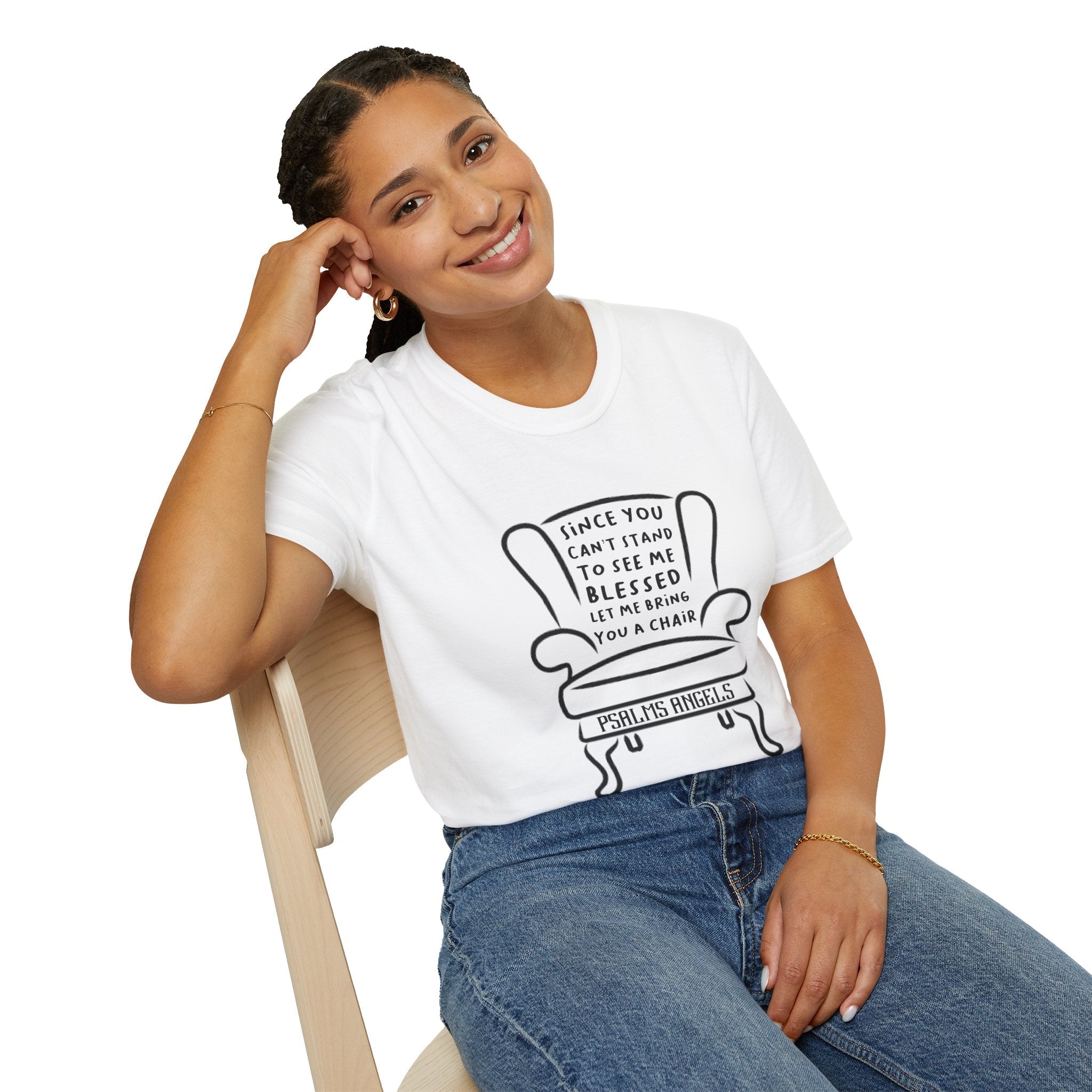 Psalms Angels "Let Me Bring You A Chair" Graphic Unisex White Tee Armour