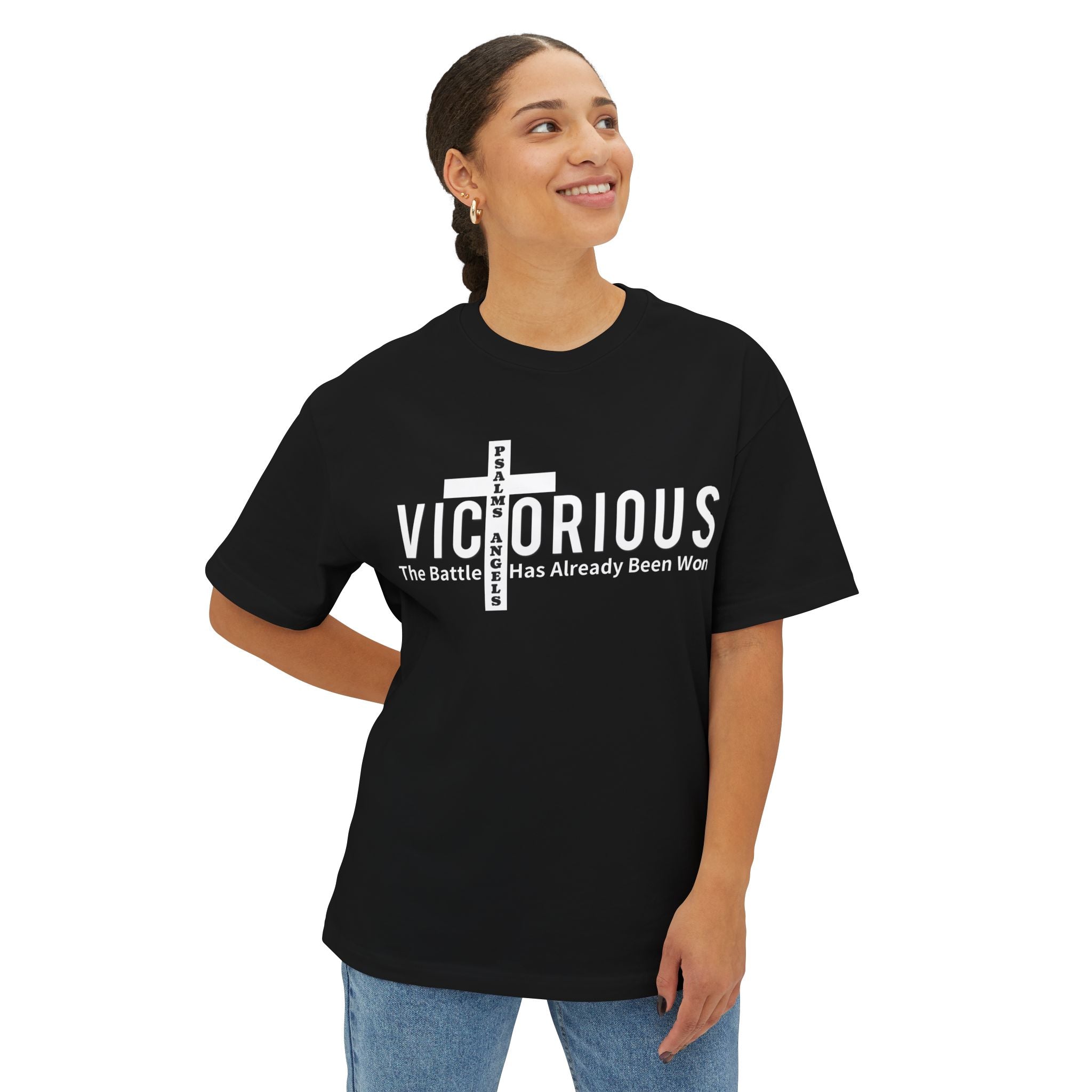 I Am Victorious By Psalms Angels Unisex Oversized Boxy Lux Tee - Choice Of Colours Armour