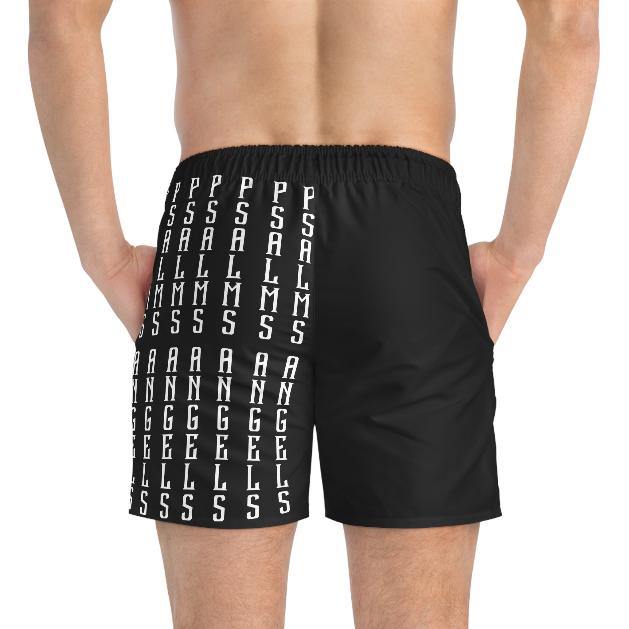 Stylish Psalms Angels Men’s Swim Trunks - Black Amour