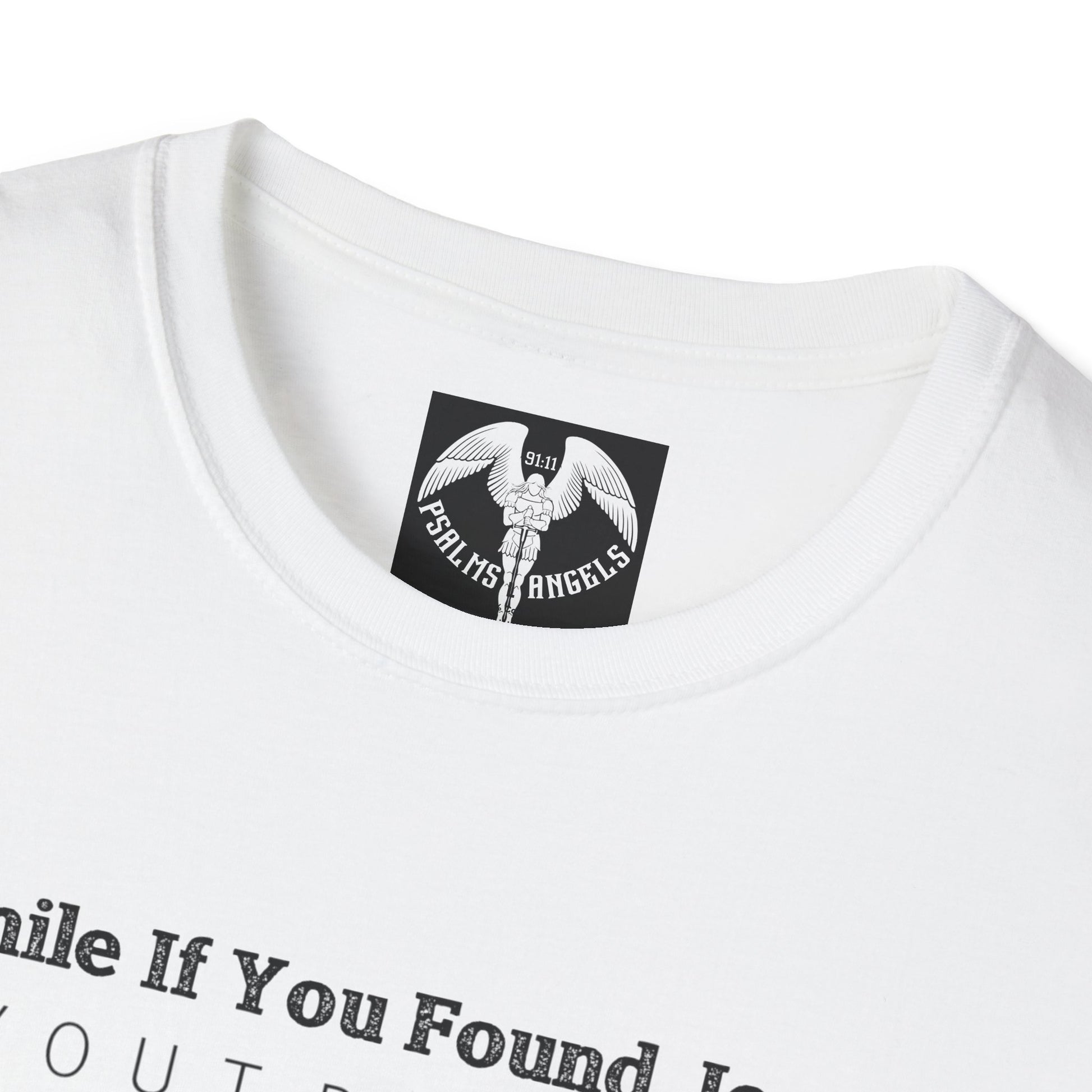 Psalms Angels "Smile If You Found Jesus" Graphic Unisex White Tee