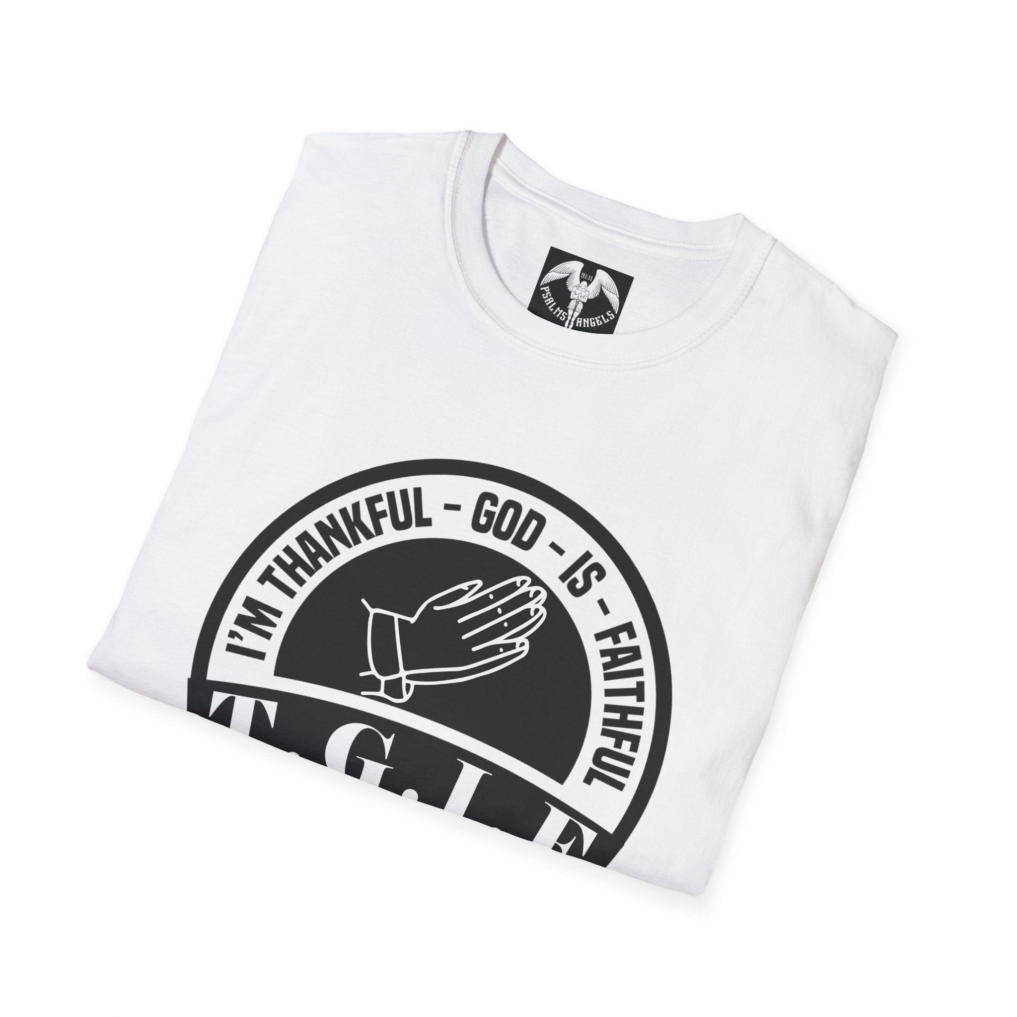 Psalms Angels "Thankful God Is Faithful" Graphic Unisex White Tee Amour
