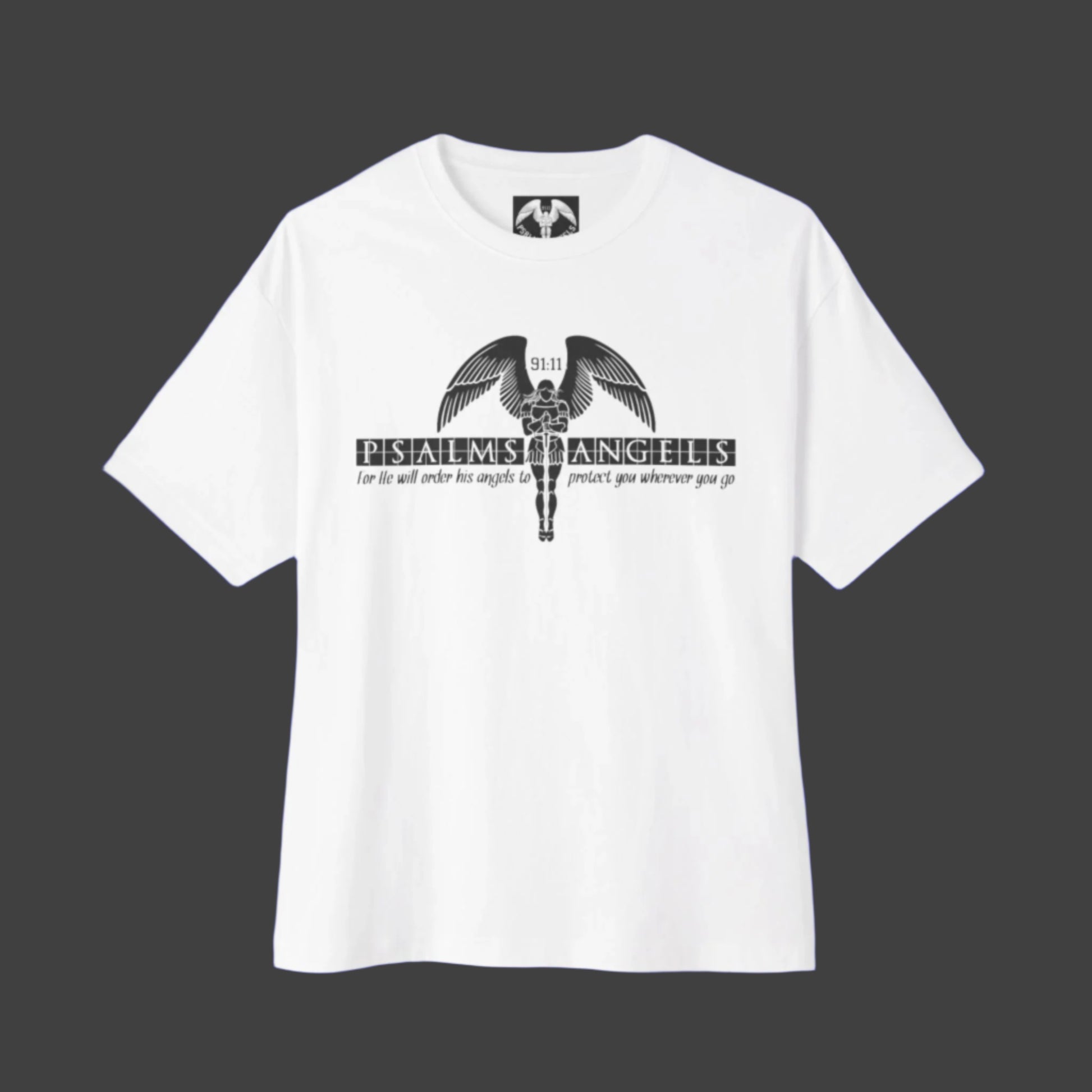 You Are Protected By Psalms Angels Unisex Oversized Boxy Lux Tee - White
