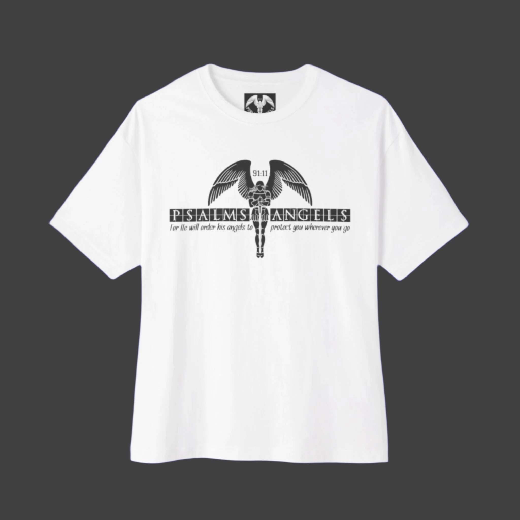 You Are Protected By Psalms Angels Unisex Oversized Boxy Lux Tee - White Printify