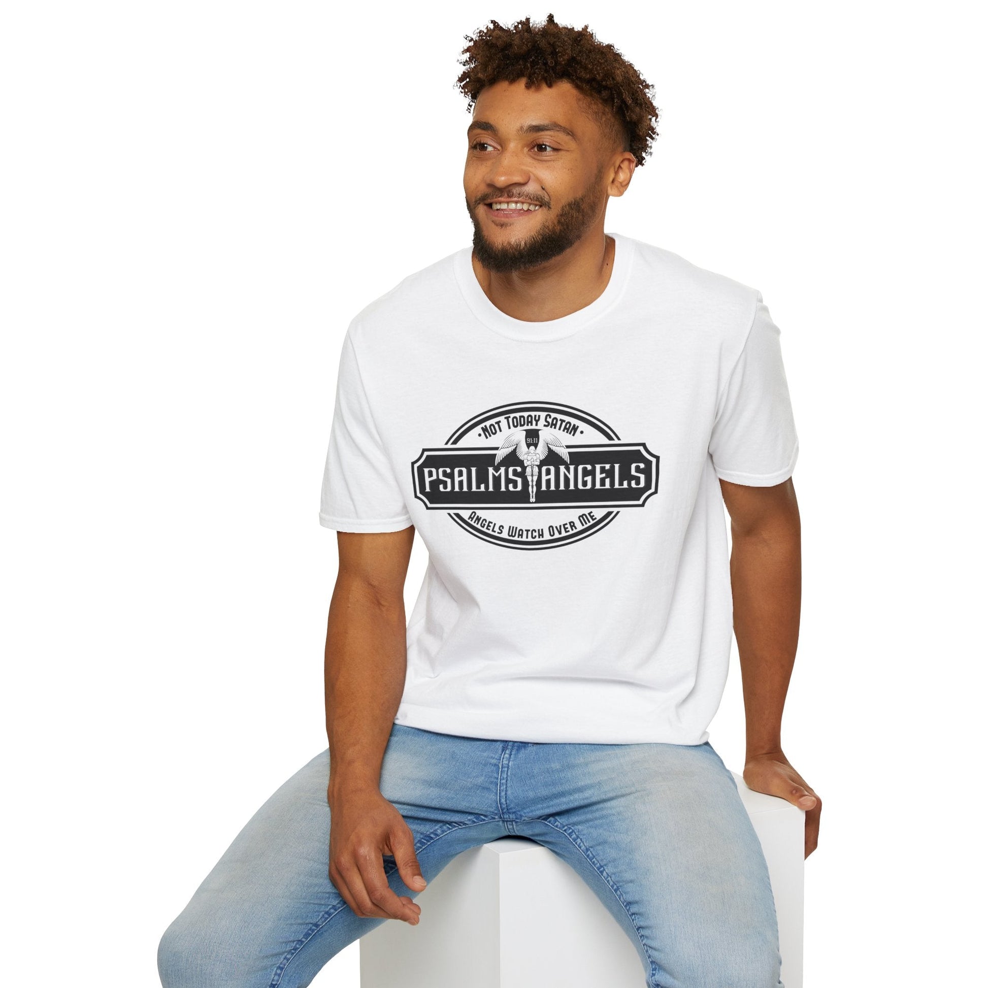 Psalms Angels "Not Today Satan" Graphic Unisex White Tee Armour