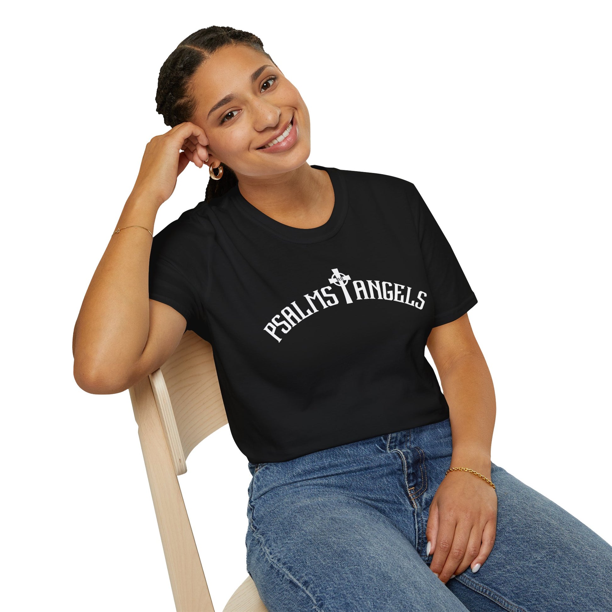 Psalms Angels Classic Relaxed Fit Unisex Black Tee