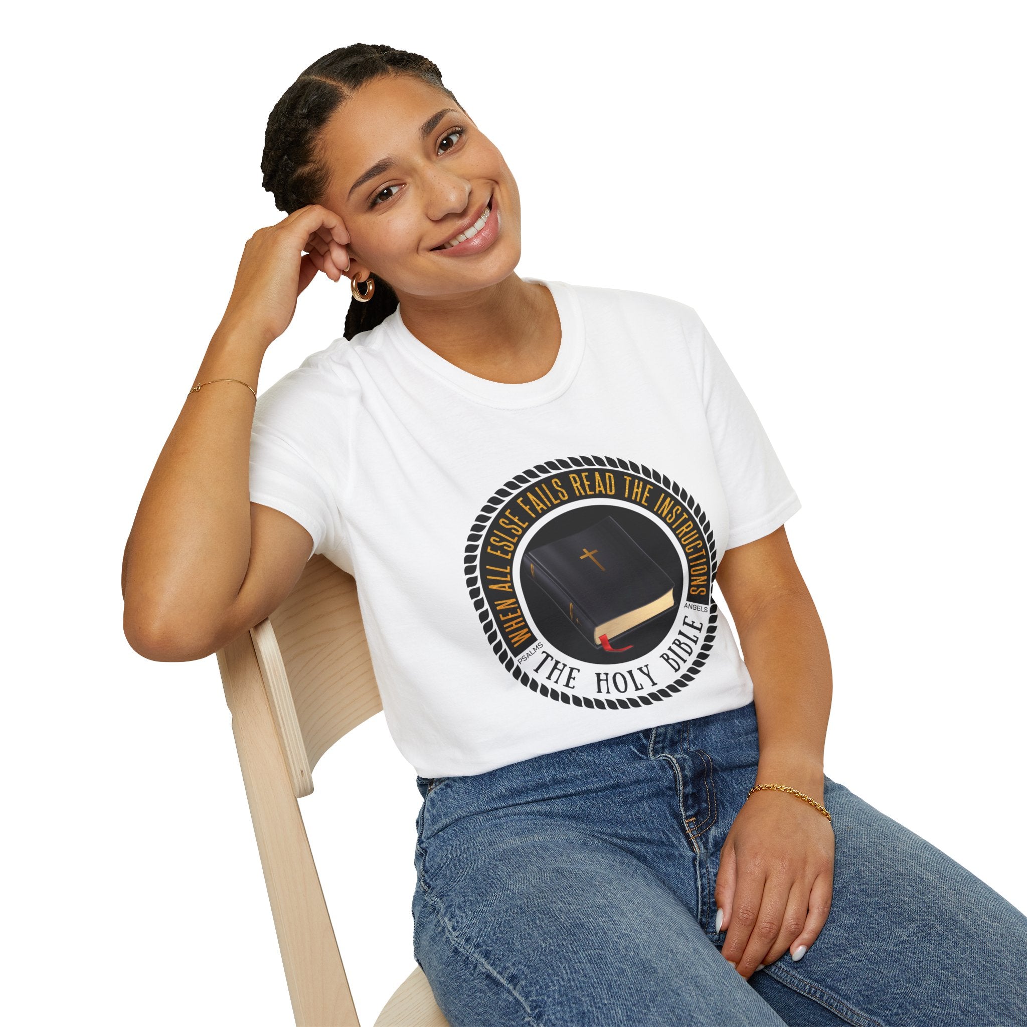 The Holy Bible "The Ultimate Source And Resource" Graphic Unisex White Tee - Psalms-Angels.com