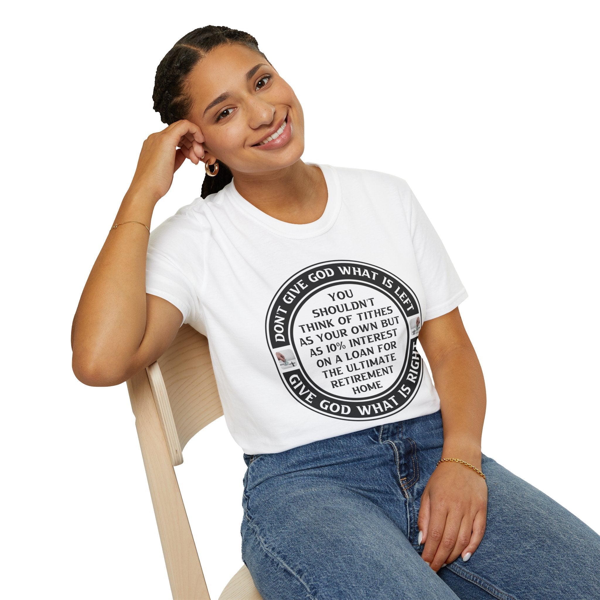 Psalms Angels "Heaven The Ultimate Retirement Home" Graphic Unisex White Tee Armour