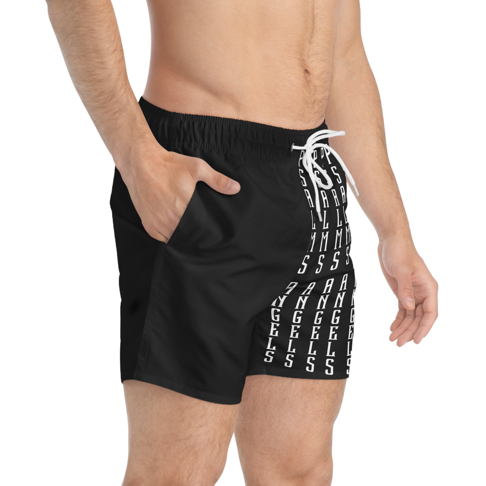 Stylish Psalms Angels Men’s Swim Trunks - Black Amour