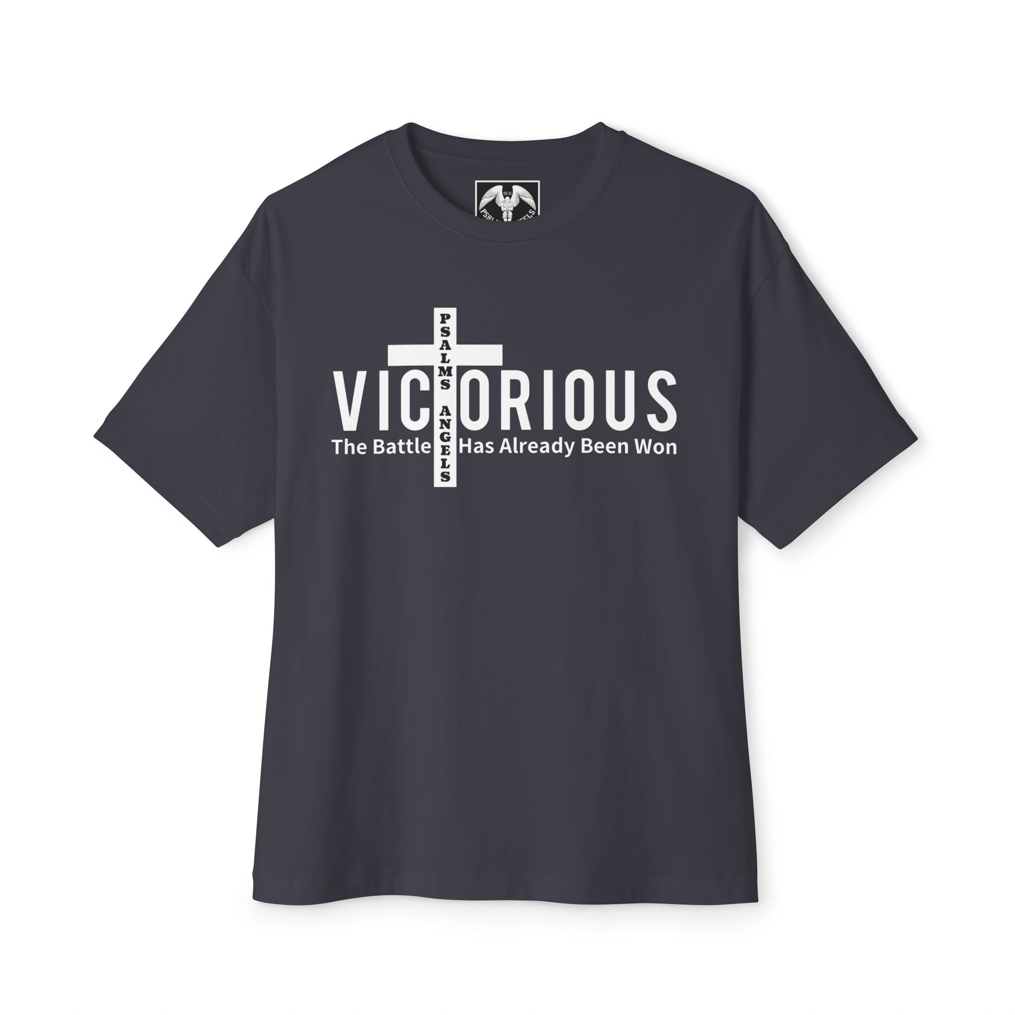 I Am Victorious By Psalms Angels Unisex Oversized Boxy Lux Tee - Choice Of Colours Armour
