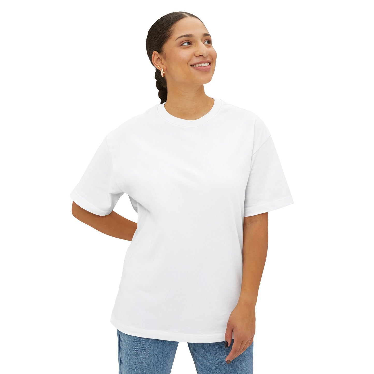 Faith Over Fear By Psalms Angels Unisex Rear Printed Oversized Boxy Lux Tee - White