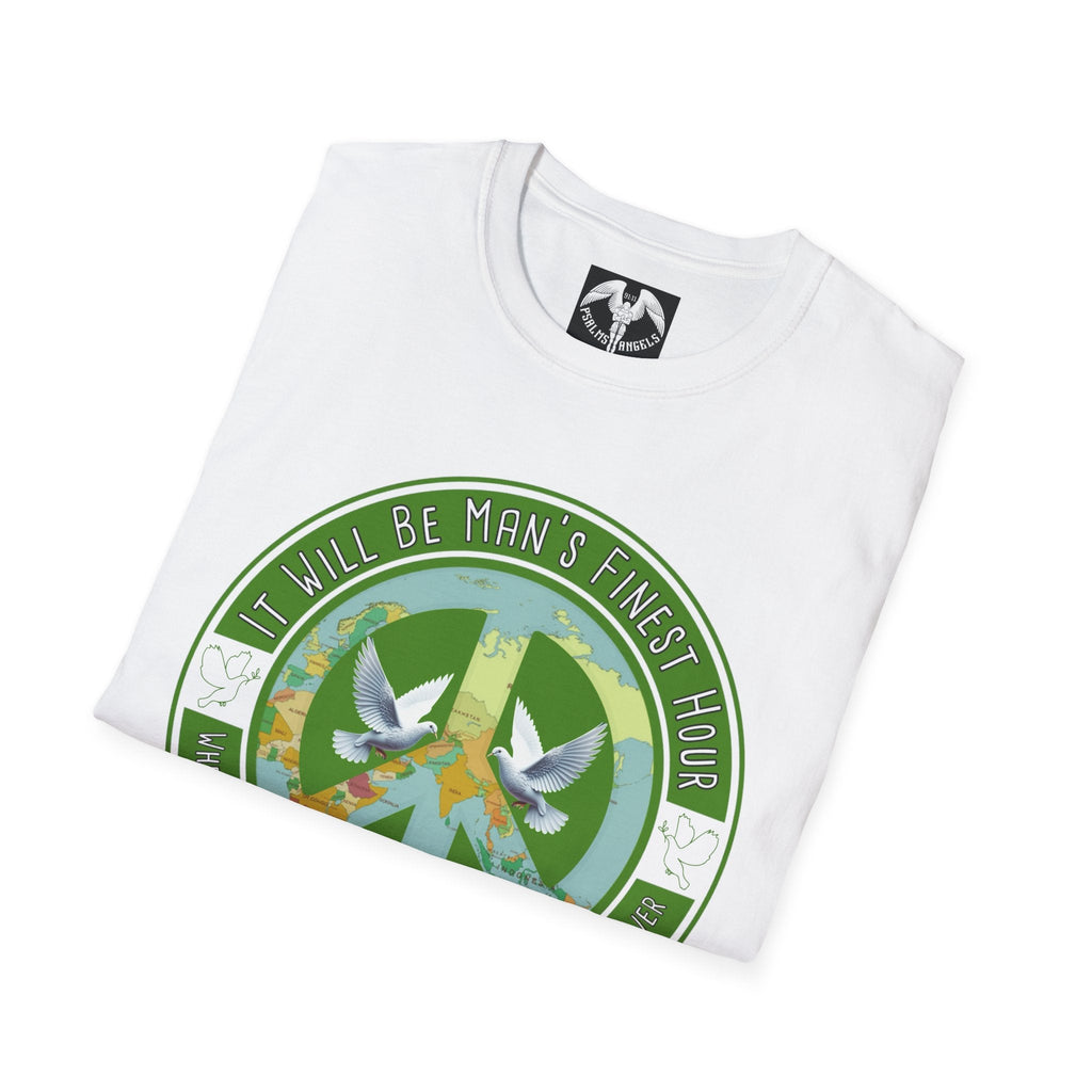 Psalms Angels "It Will Be Man’s Finest Hour" Graphic Unisex White Tee Amour