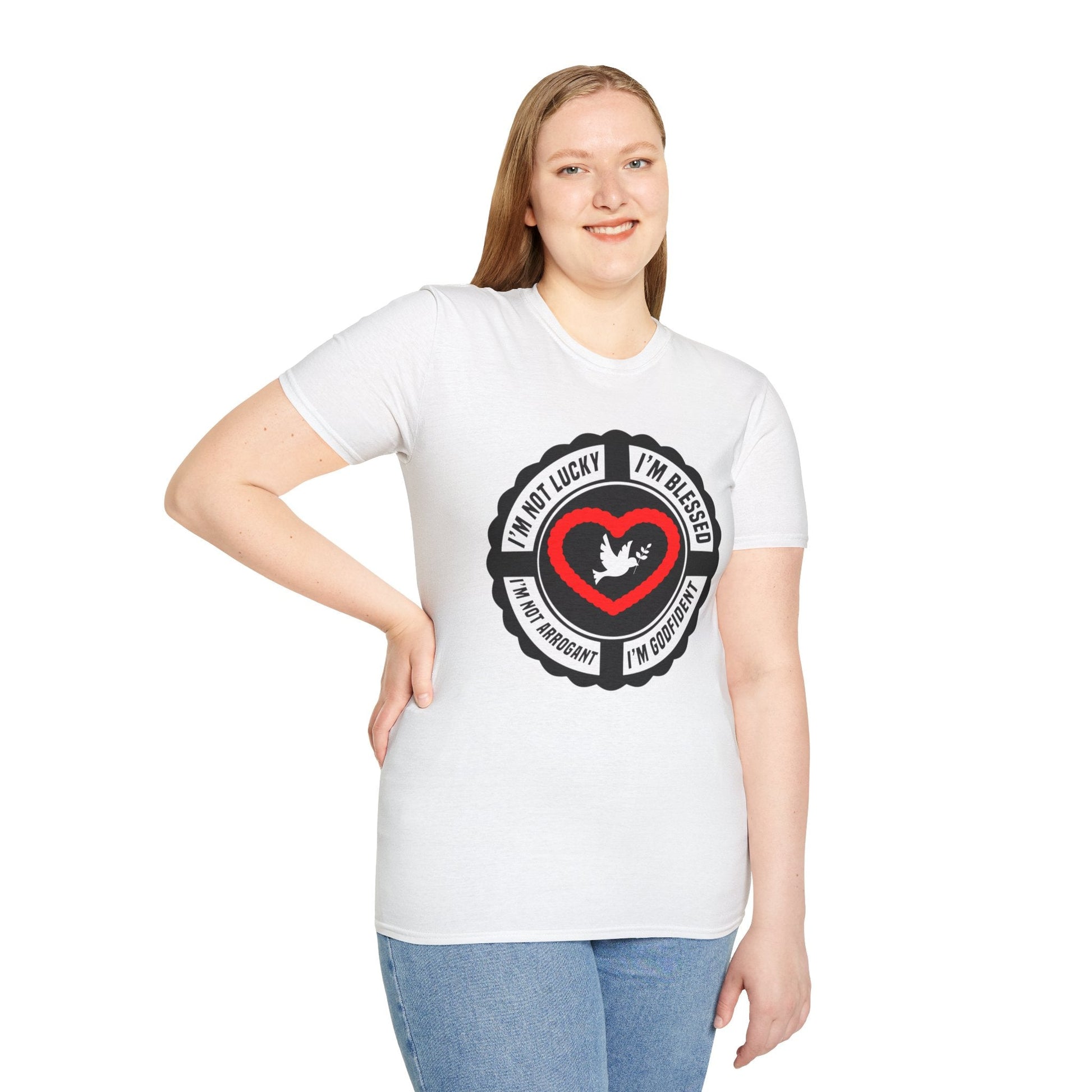 Psalms Angels "I’m Not Lucky I’m Blessed" Graphic Unisex White Tee Amour