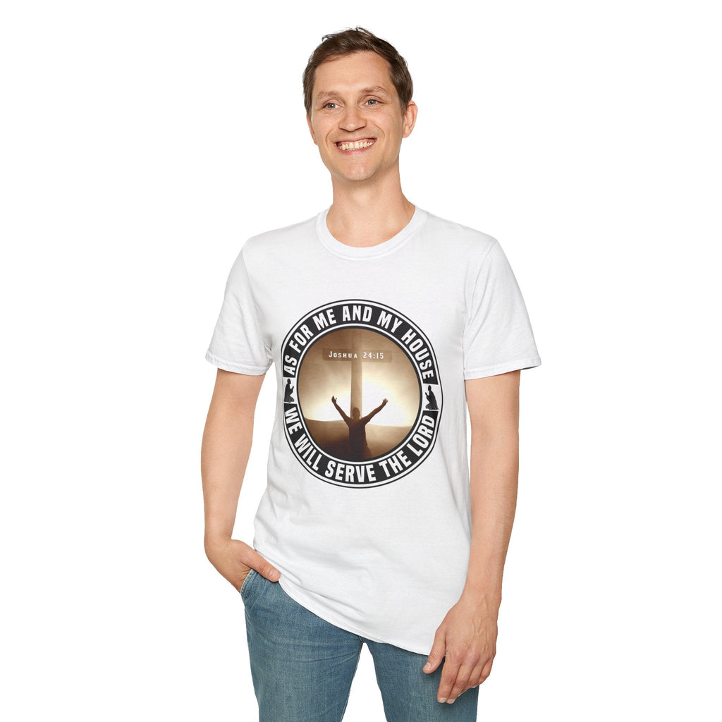 Psalms Angels "As For Me And My House We Shall Serve The Lord" Graphic Unisex White Tee Armour
