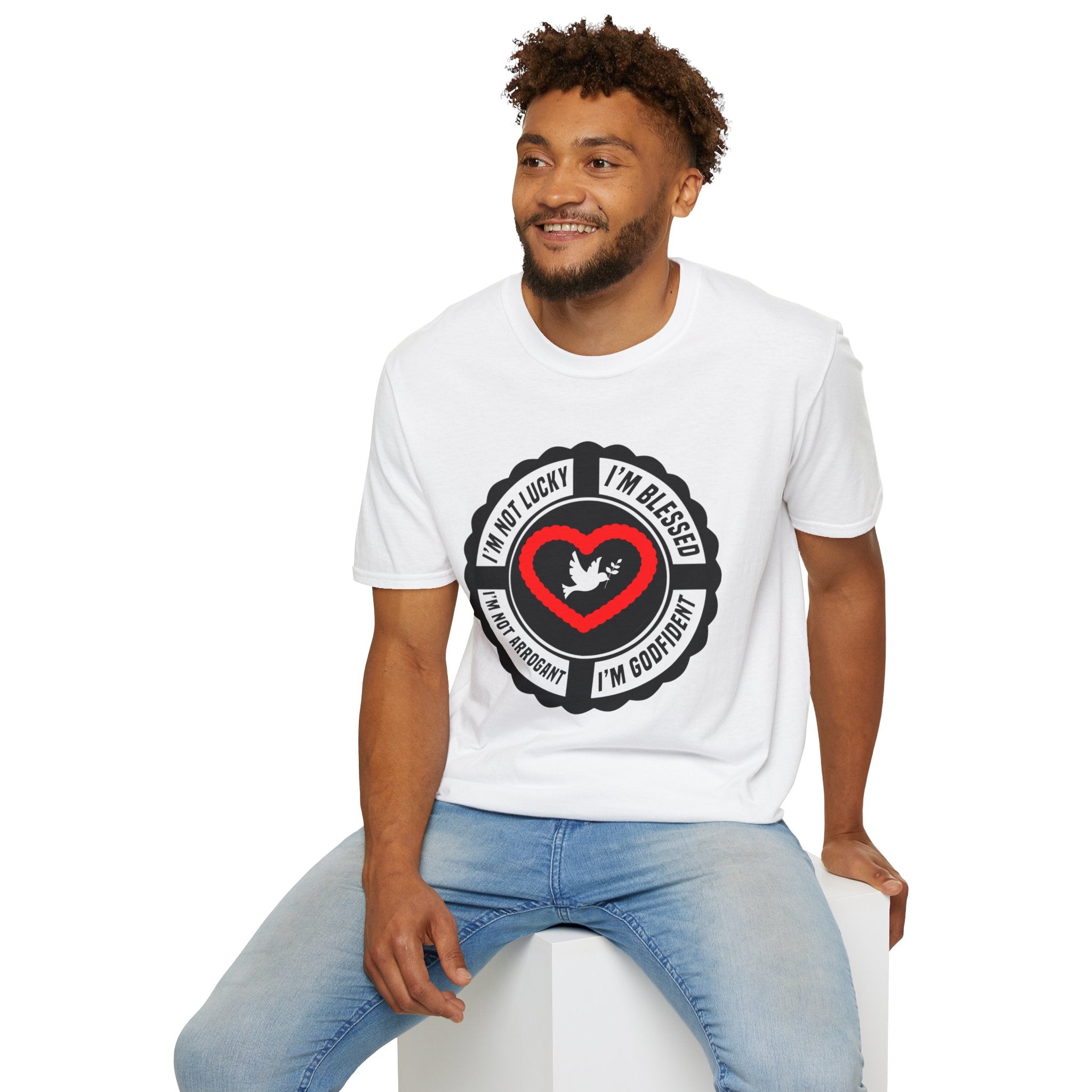 Psalms Angels "I’m Not Lucky I’m Blessed" Graphic Unisex White Tee Amour