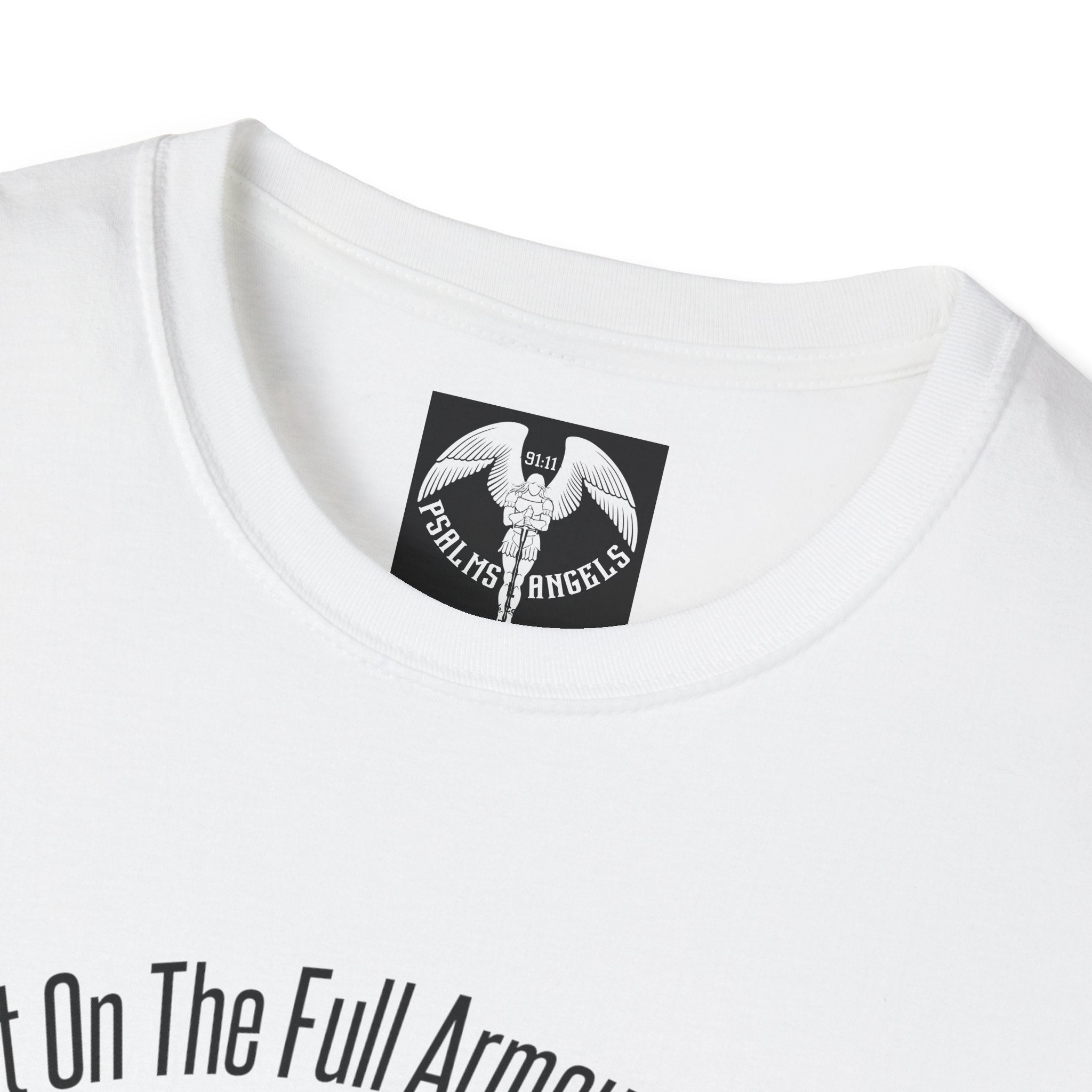 Psalms Angels "Put On The Full Armour Of God" Graphic Unisex White Tee Armour