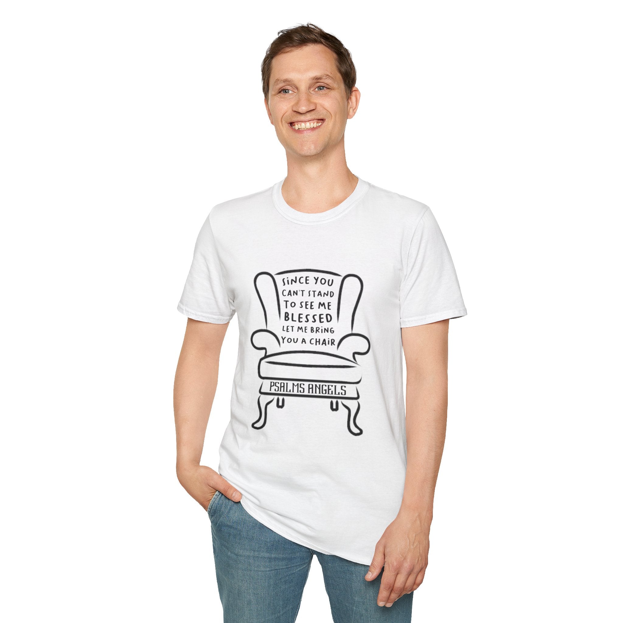 Psalms Angels "Let Me Bring You A Chair" Graphic Unisex White Tee Armour
