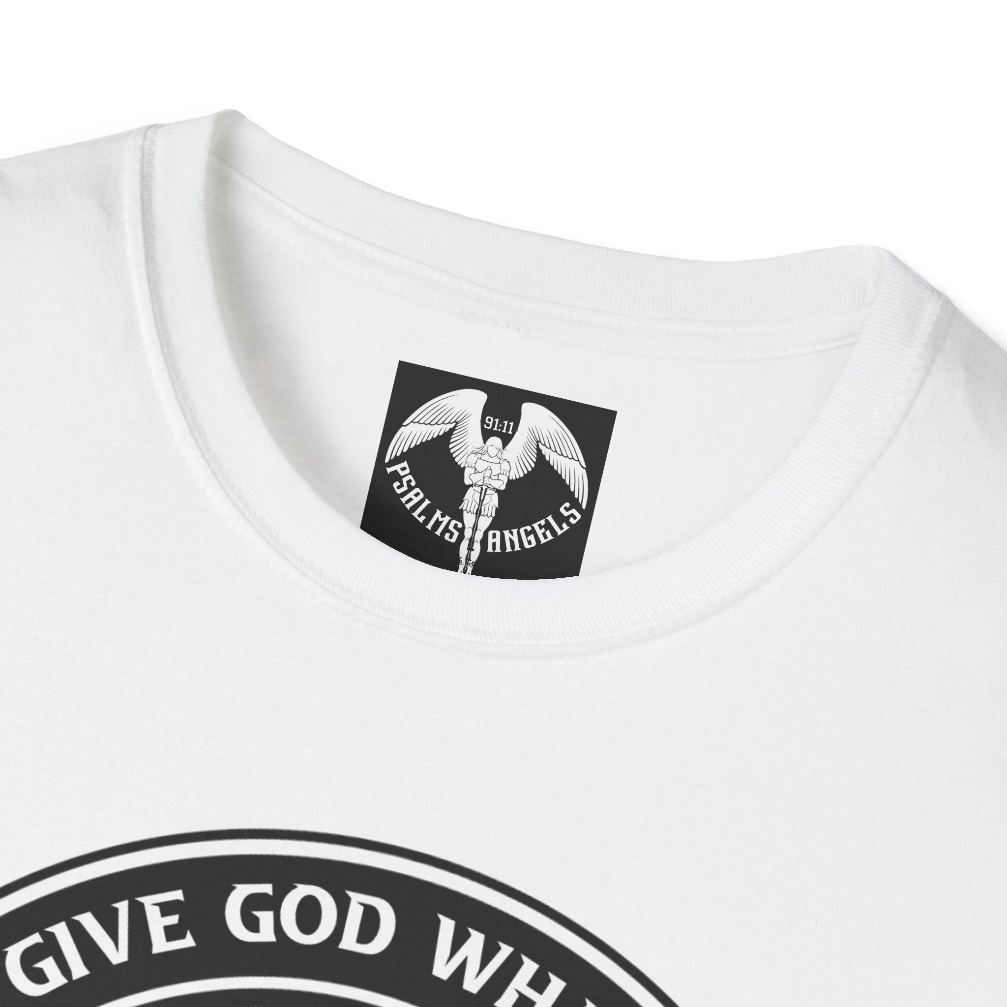 Psalms Angels "Heaven The Ultimate Retirement Home" Graphic Unisex White Tee Armour