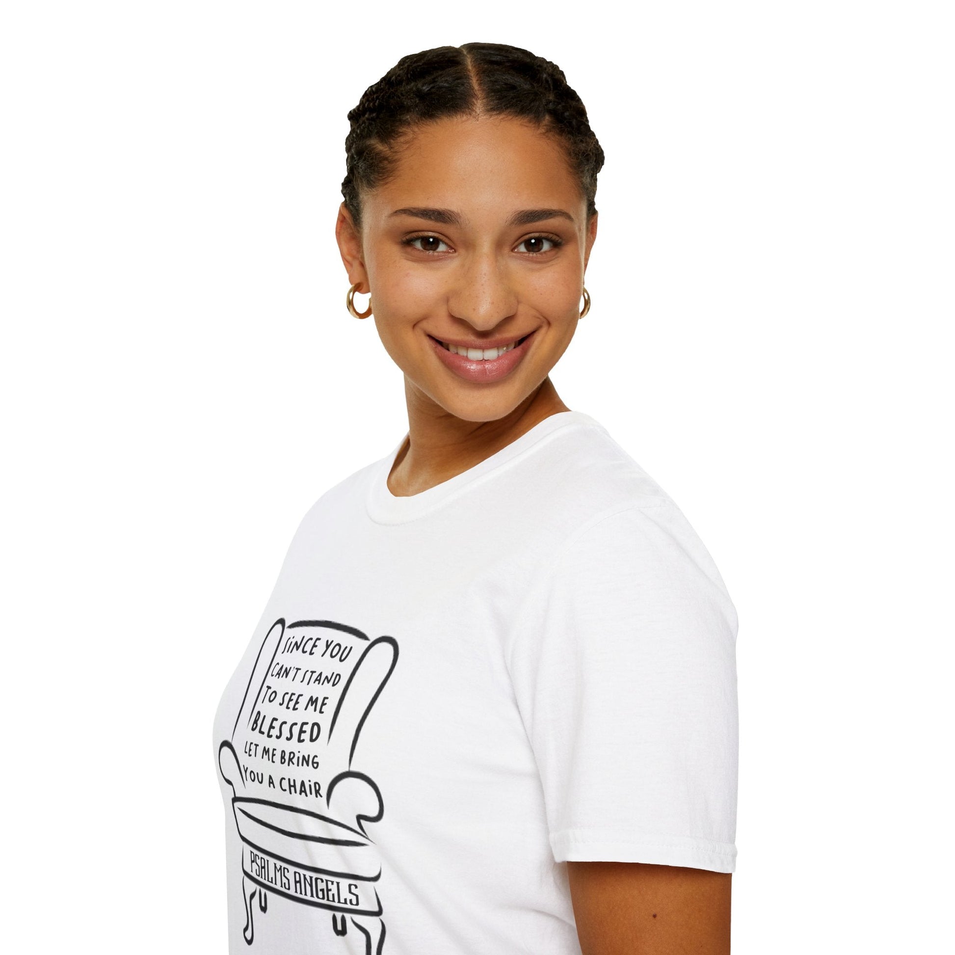 Psalms Angels "Let Me Bring You A Chair" Graphic Unisex White Tee Armour