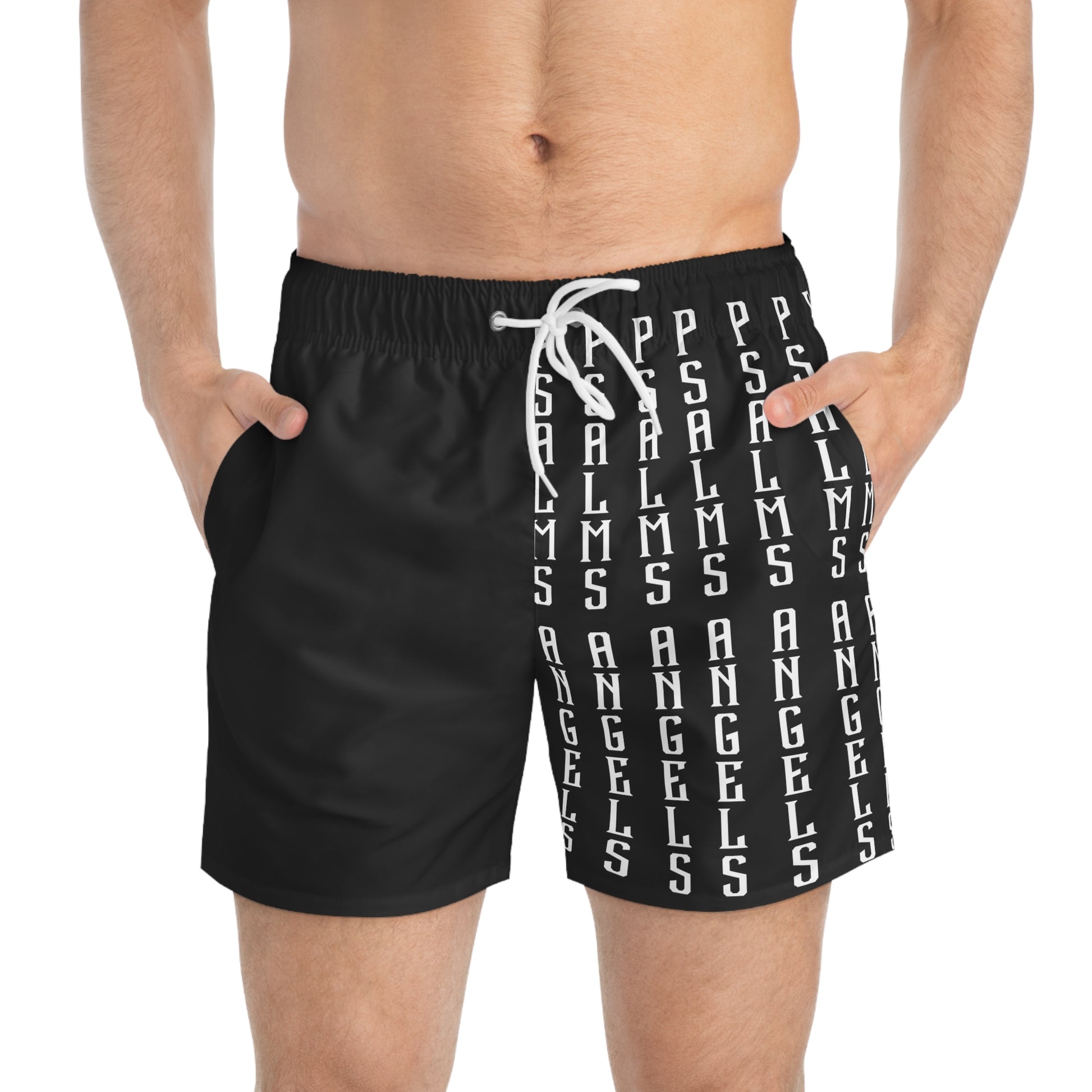 Stylish Psalms Angels Men’s Swim Trunks - Black