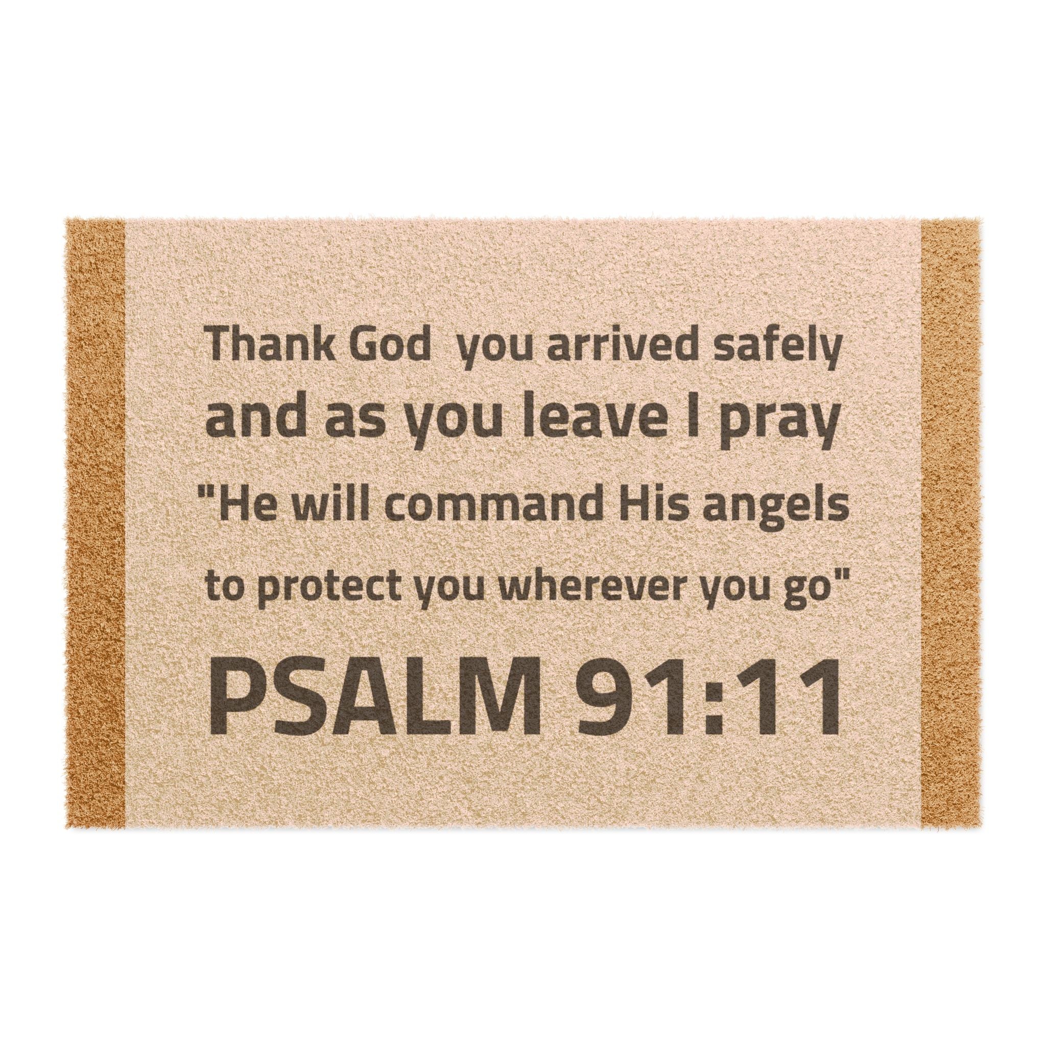 Inspirational Scripture Psalm 91:11, Eco-Friendly Coconut Coir Doormat Amour