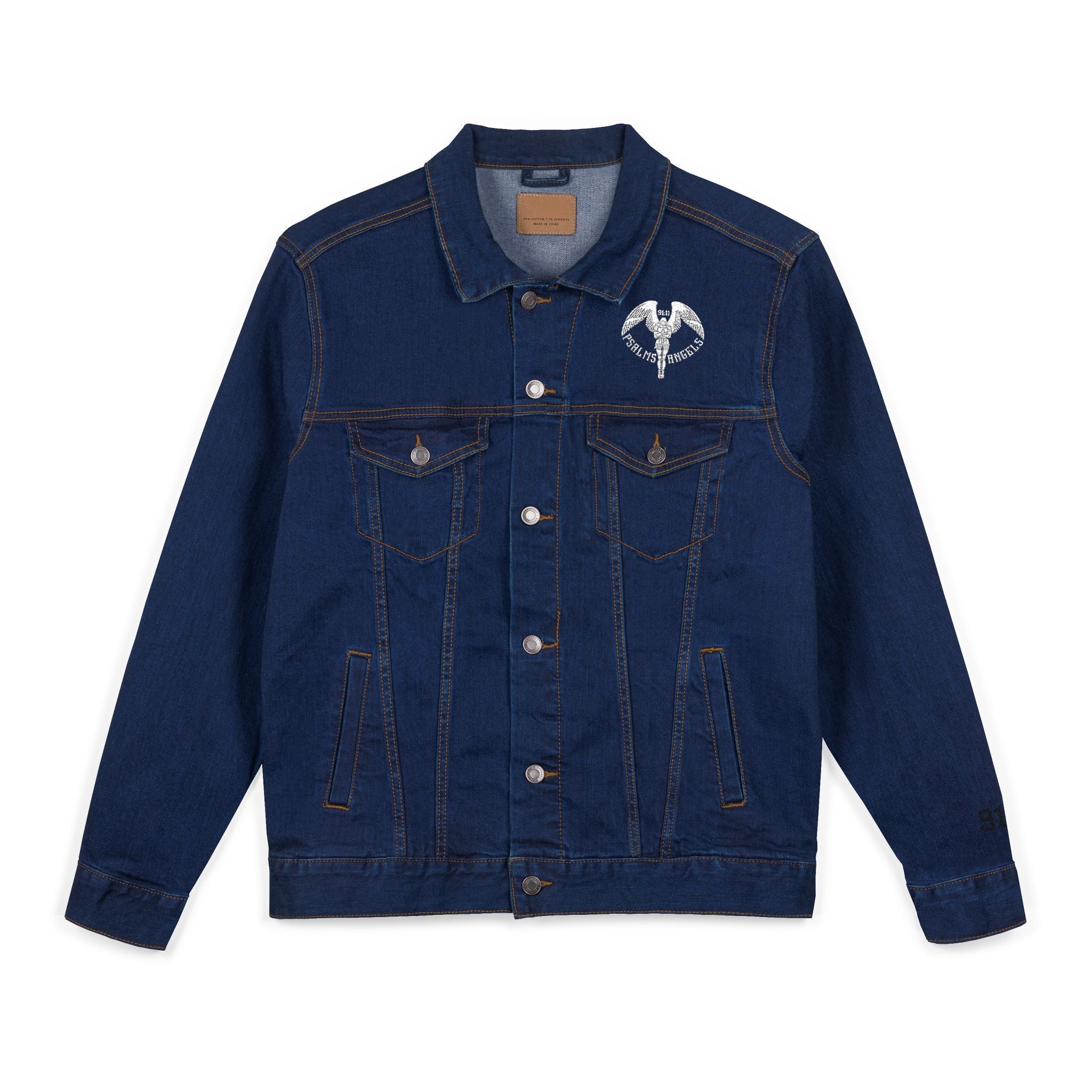 Stylish Unisex Denim Jacket with Unique Embroidery - Black & Blue Printify