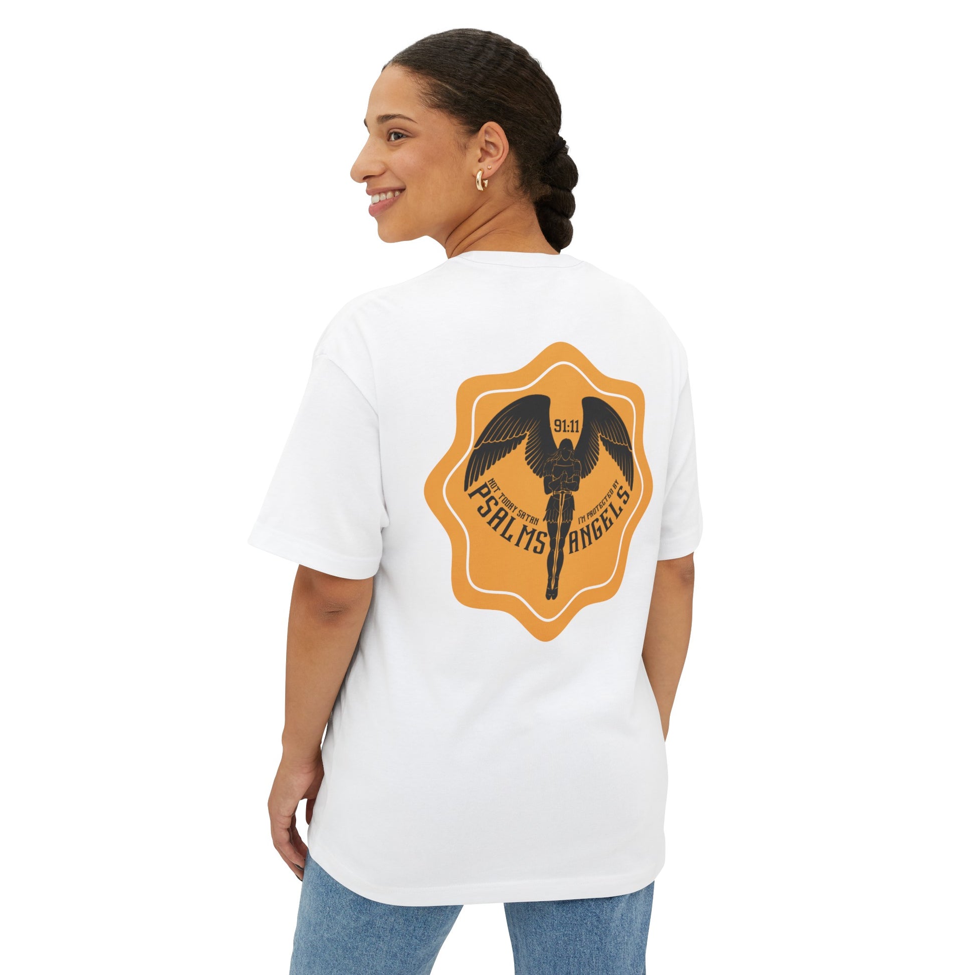 Not today satan, I'm protected by Psalms Angels White Teeshirt