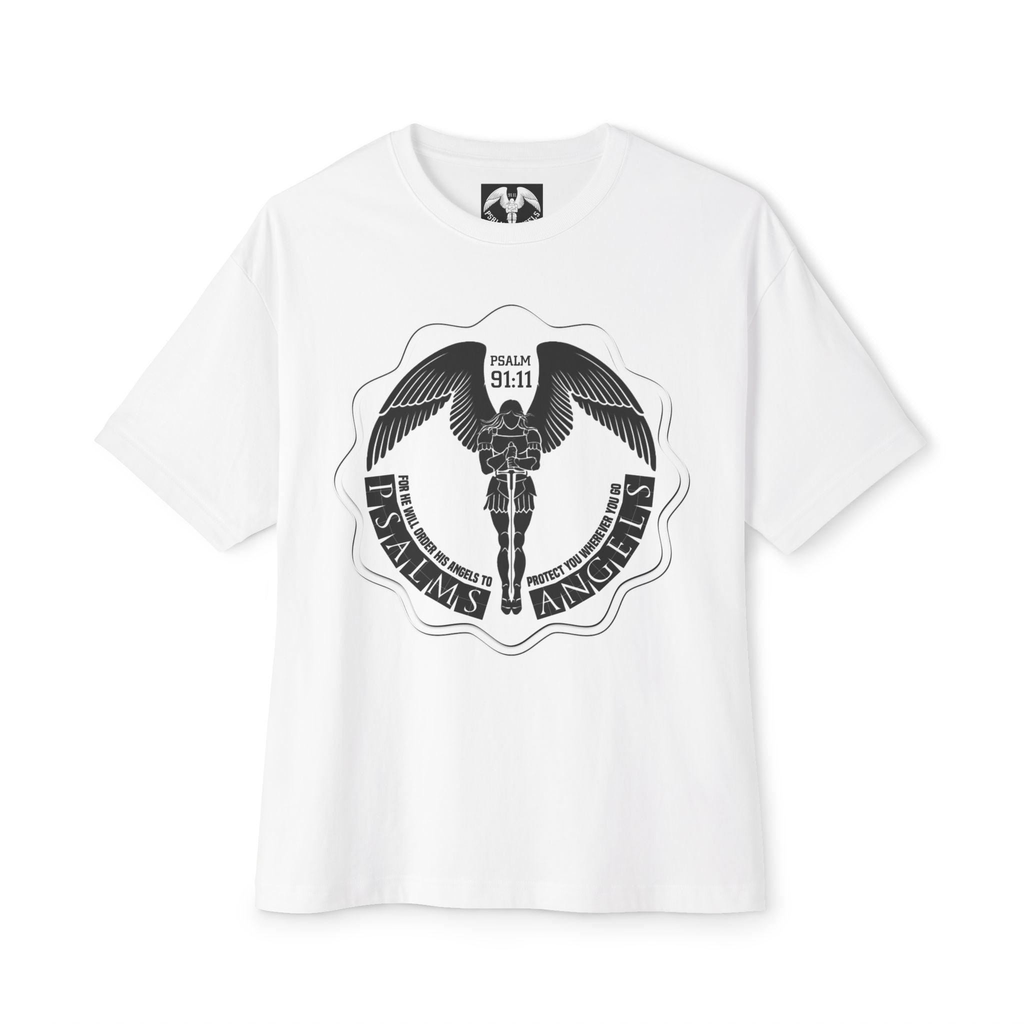 Protected By Psalms Angels Unisex Oversized Boxy Lux Tee - White Armour