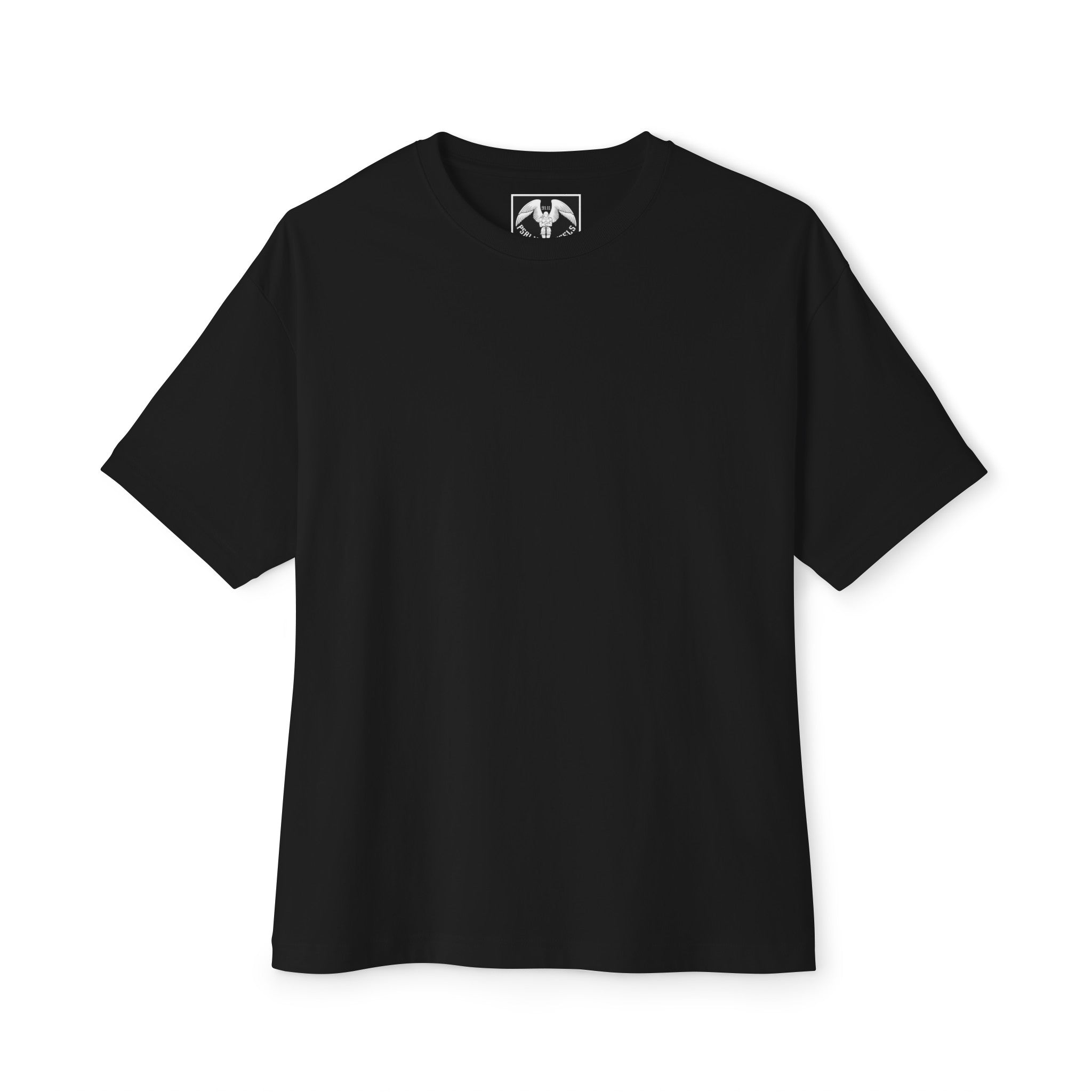 Psalms Angels Unisex Rear Printed Oversized Boxy Lux Tee - Black Armour