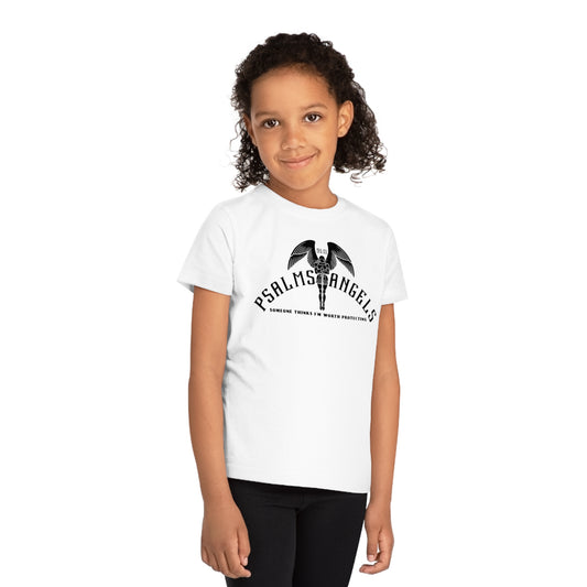 Psalm 91 White Someone Thinks I’m Worth Protecting 100% Organic Cotton Kids (3-14) Lightweight Psalms Angels T-Shirt