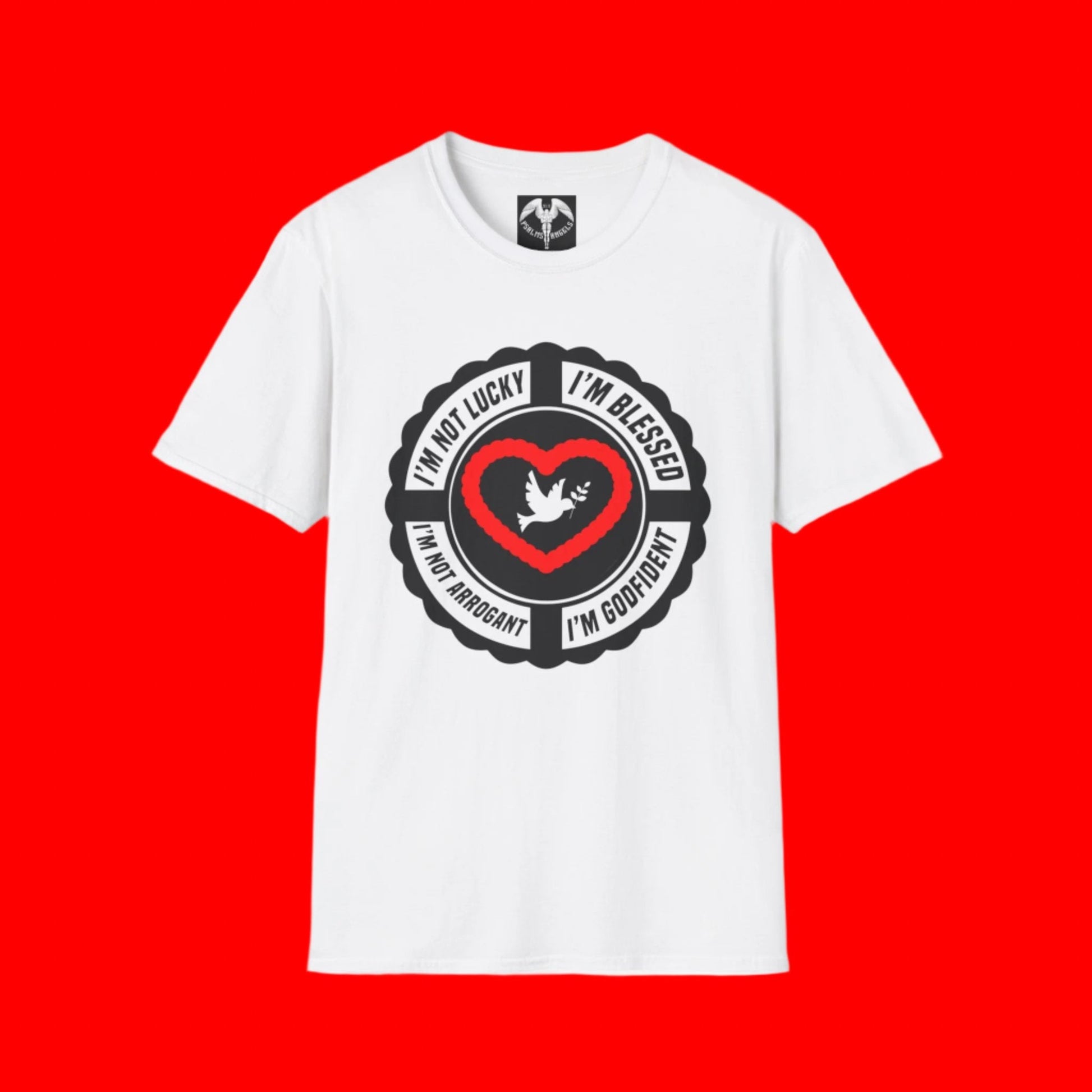 Psalms Angels "I’m Not Lucky I’m Blessed" Graphic Unisex White Tee Amour