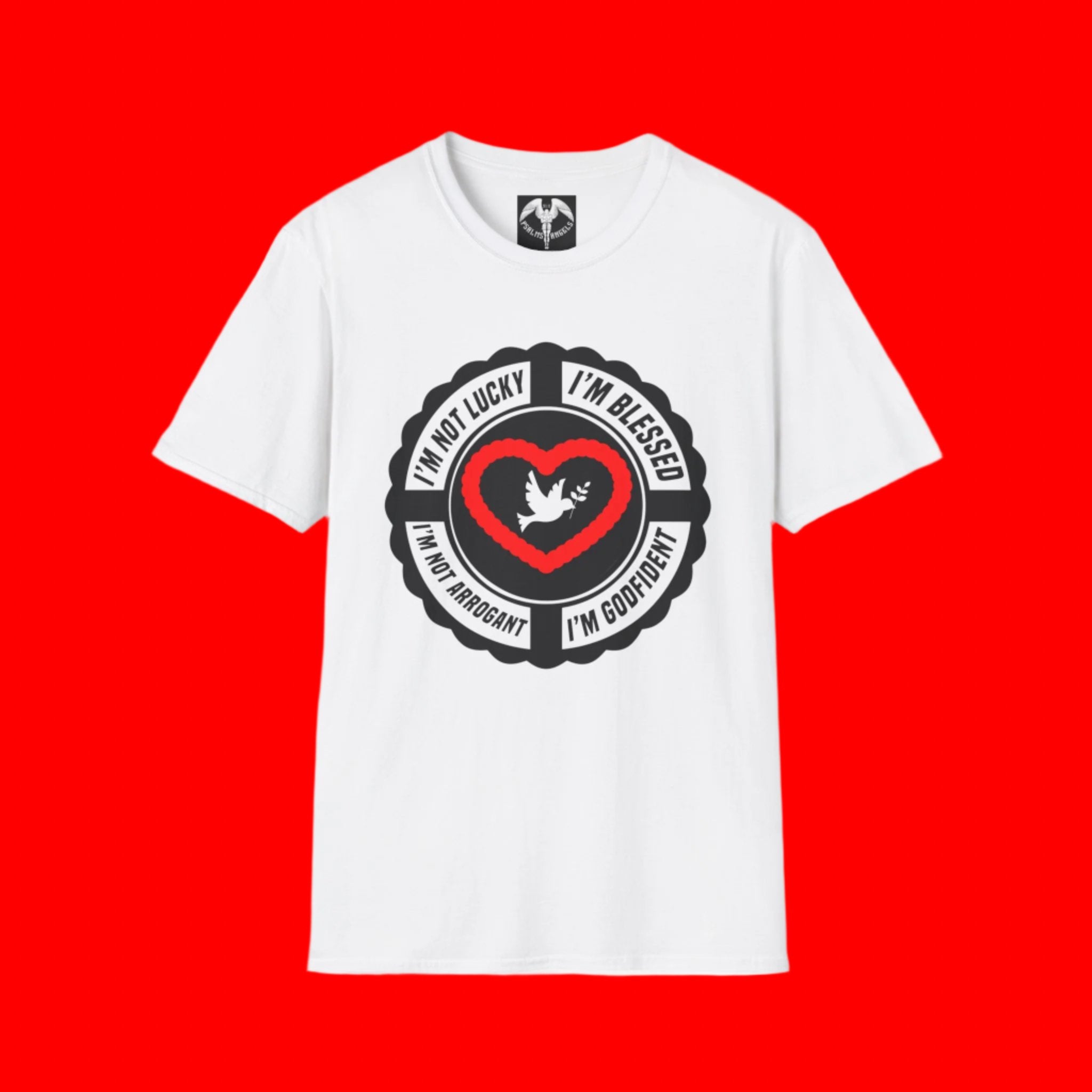 Psalms Angels "I’m Not Lucky I’m Blessed" Graphic Unisex White Tee Amour