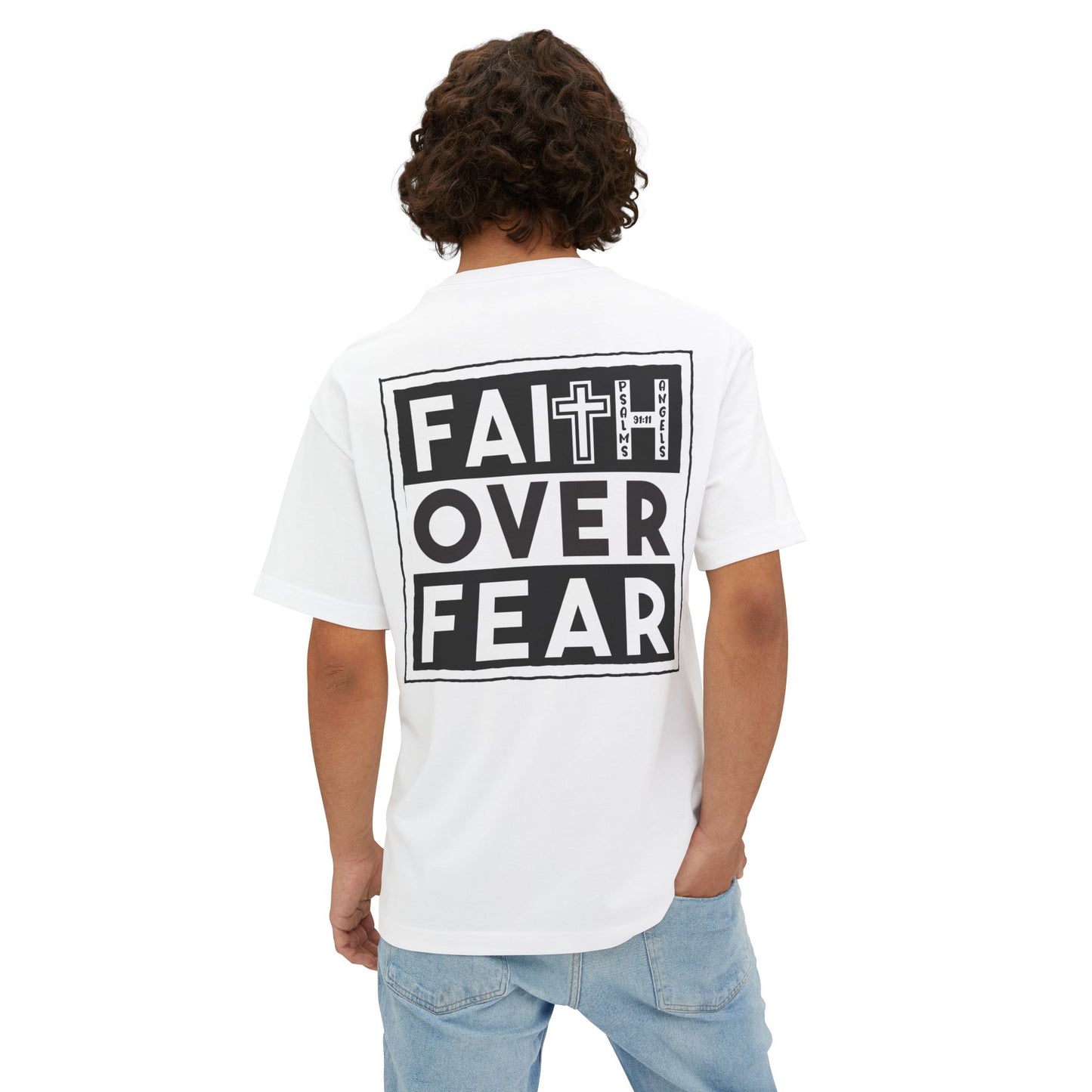 Faith Over Fear rear printed t-shirt by Psalms Angels