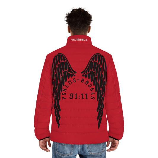 Psalms Angels 91:11 Men's Puffer Jacket - Red