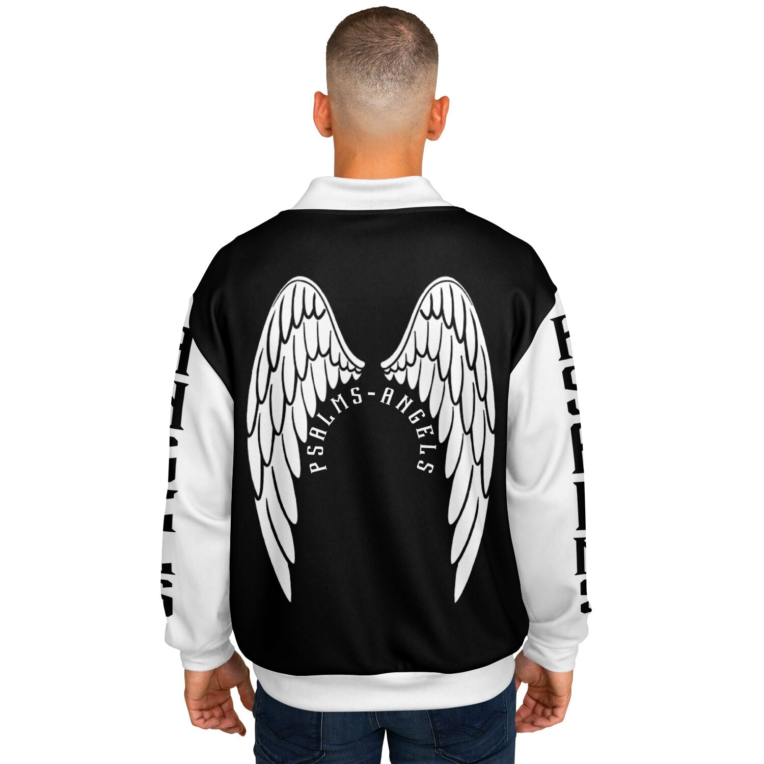 Psalms Angels Heavyweight Black & White Baseball Jacket Substantial