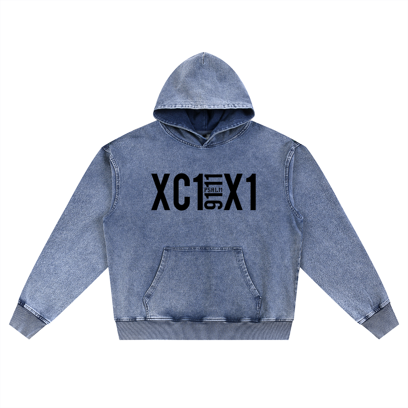 Light Blue Denim Roman Numeral Hoodie