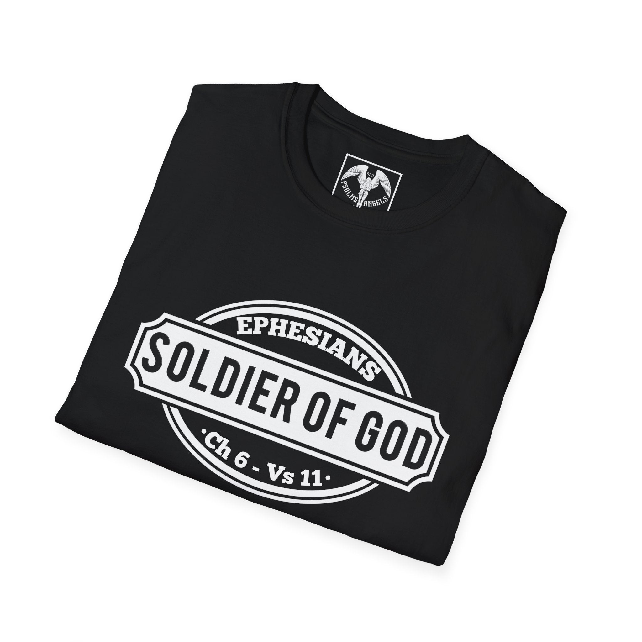 Psalms Angels "Soldier Of God" Graphic Unisex Black Tee Armour