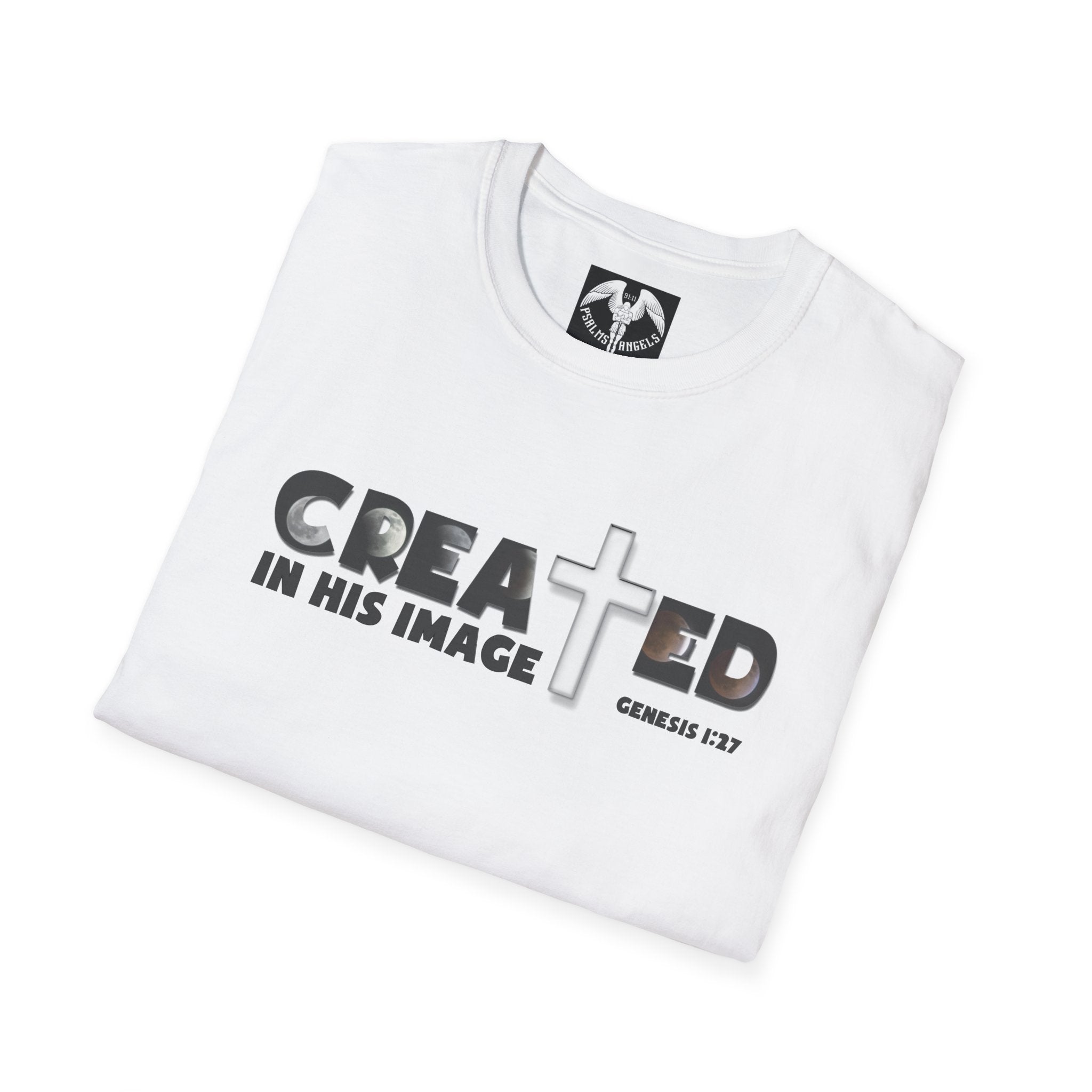 Psalms Angels "Created I’m His Image" Graphic Unisex White Tee Armour