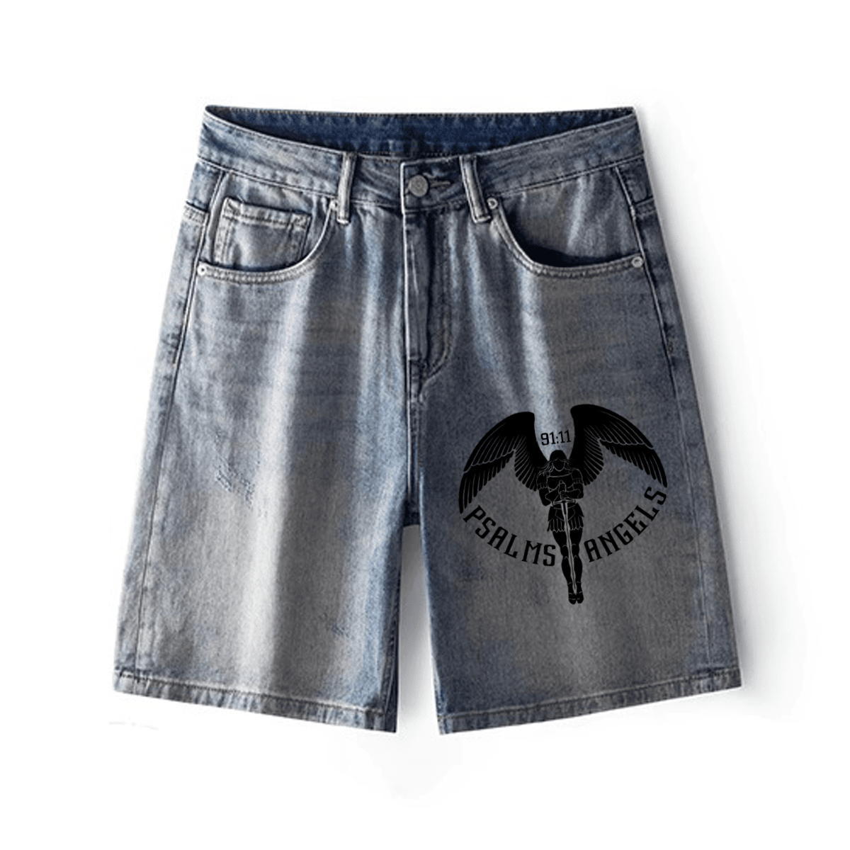 Vintage Straight-leg Loose Denim Shorts Psalms-Angels.com