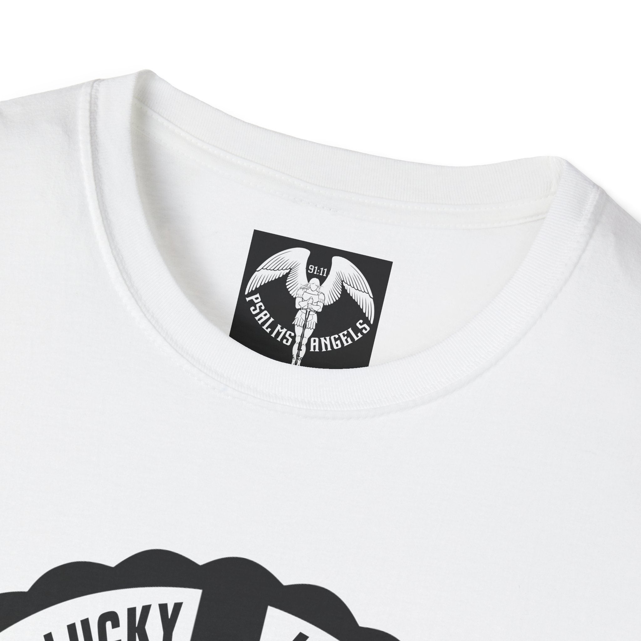 Psalms Angels "I’m Not Lucky I’m Blessed" Graphic Unisex White Tee Amour