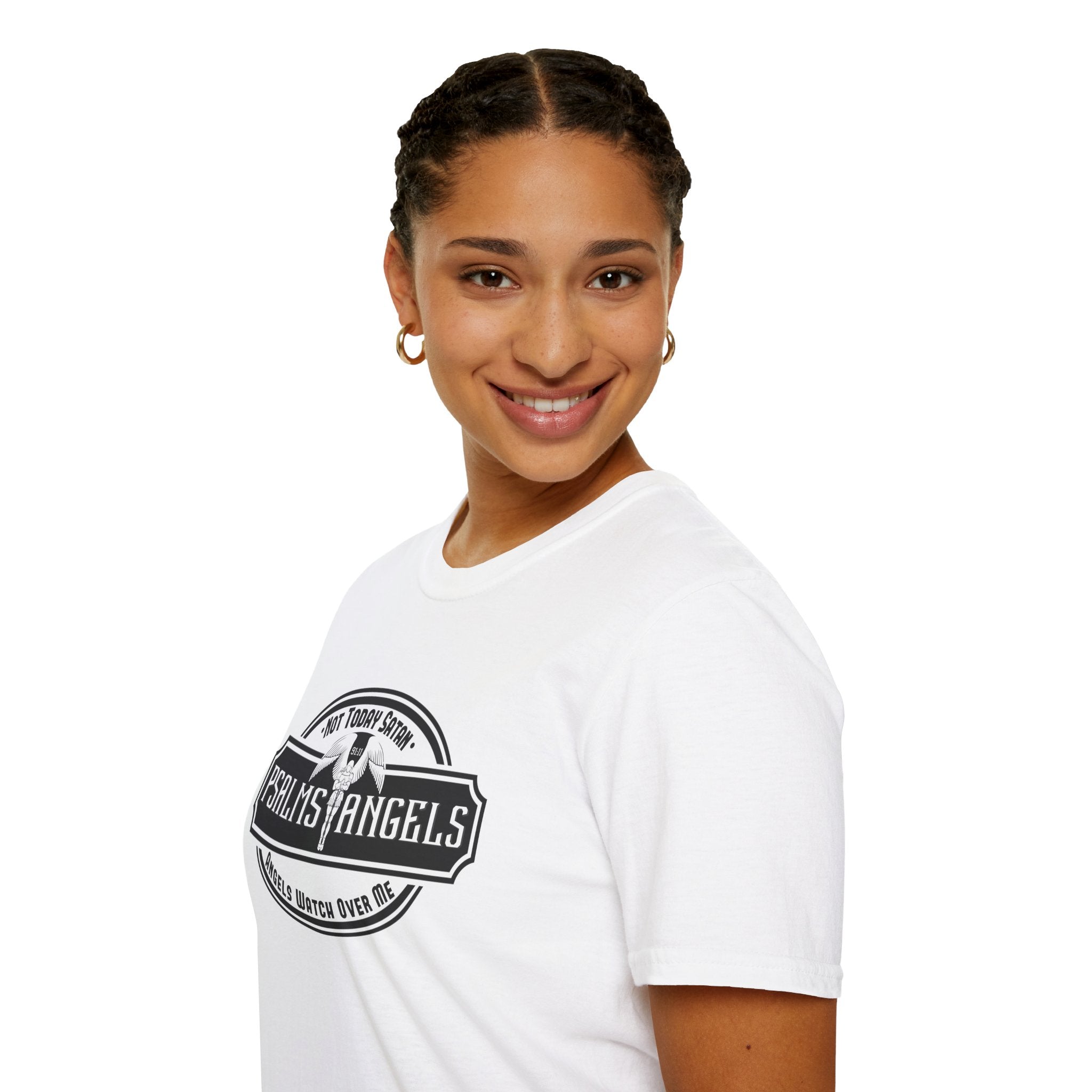 Psalms Angels "Not Today Satan" Graphic Unisex White Tee Armour