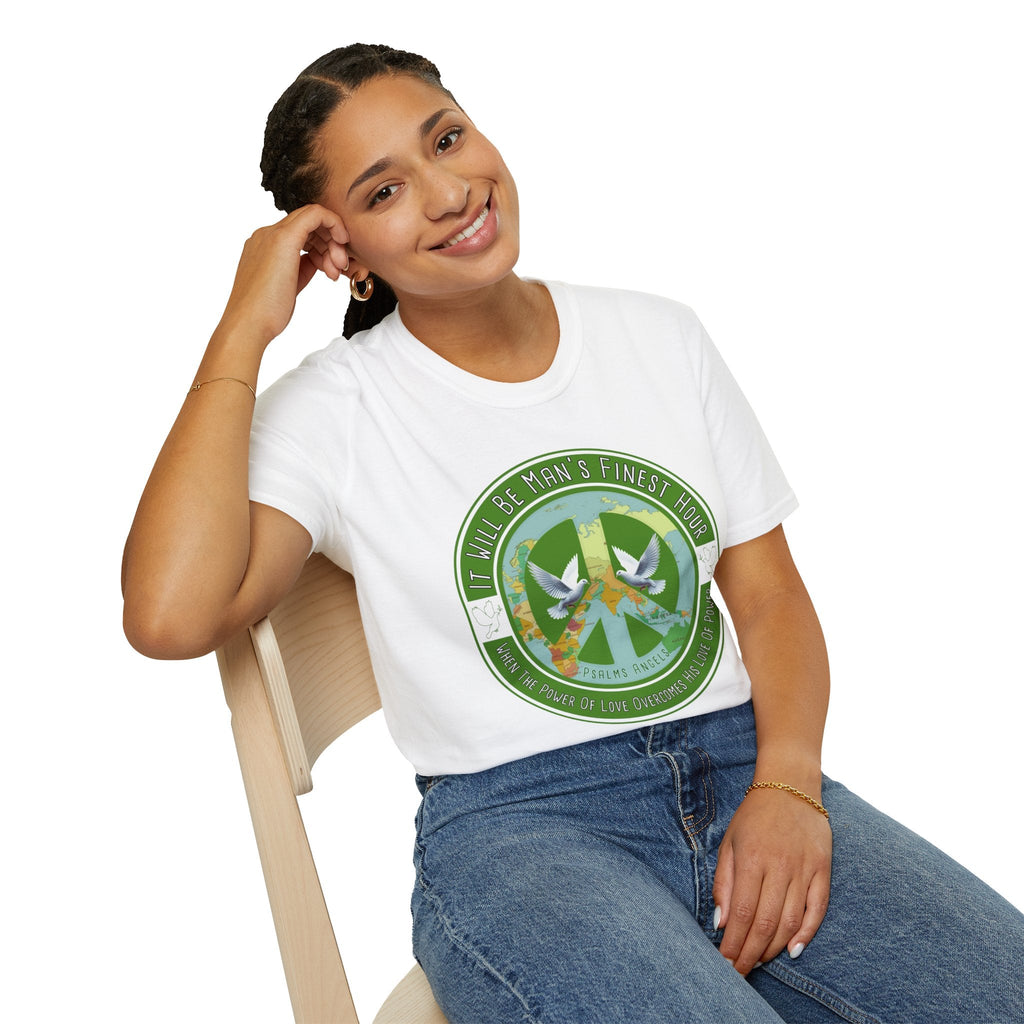 Psalms Angels "It Will Be Man’s Finest Hour" Graphic Unisex White Tee Amour
