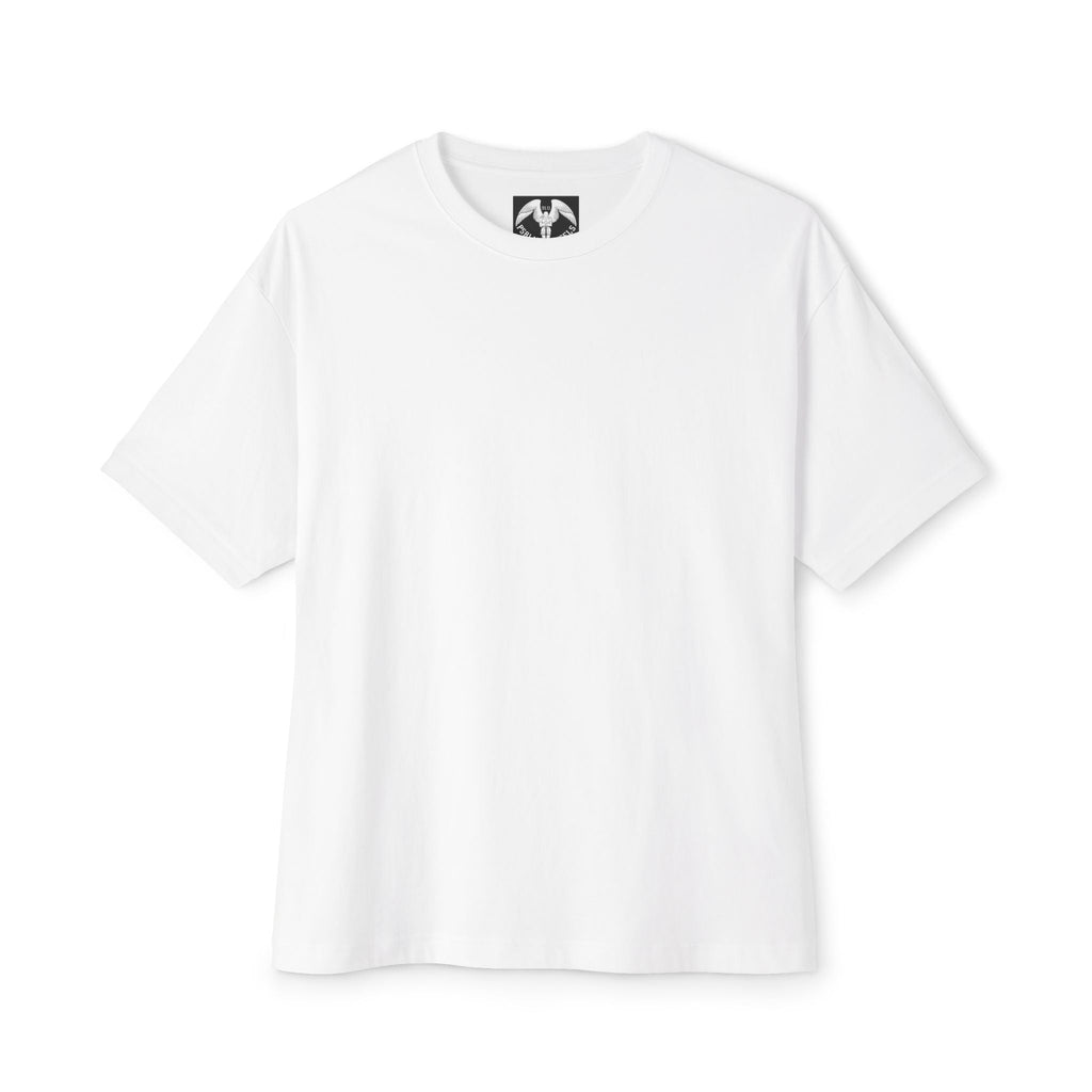 I Walk With Angels Unisex Rear Printed Oversized Boxy Lux Tee - White Armour