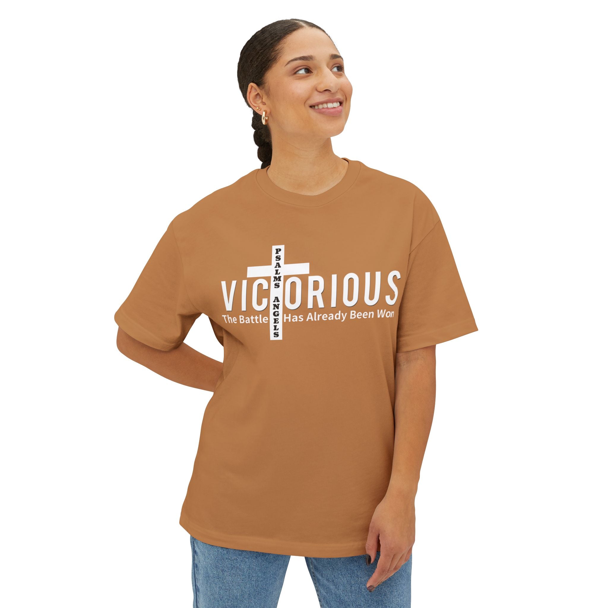 I Am Victorious By Psalms Angels Unisex Oversized Boxy Lux Tee - Choice Of Colours Armour
