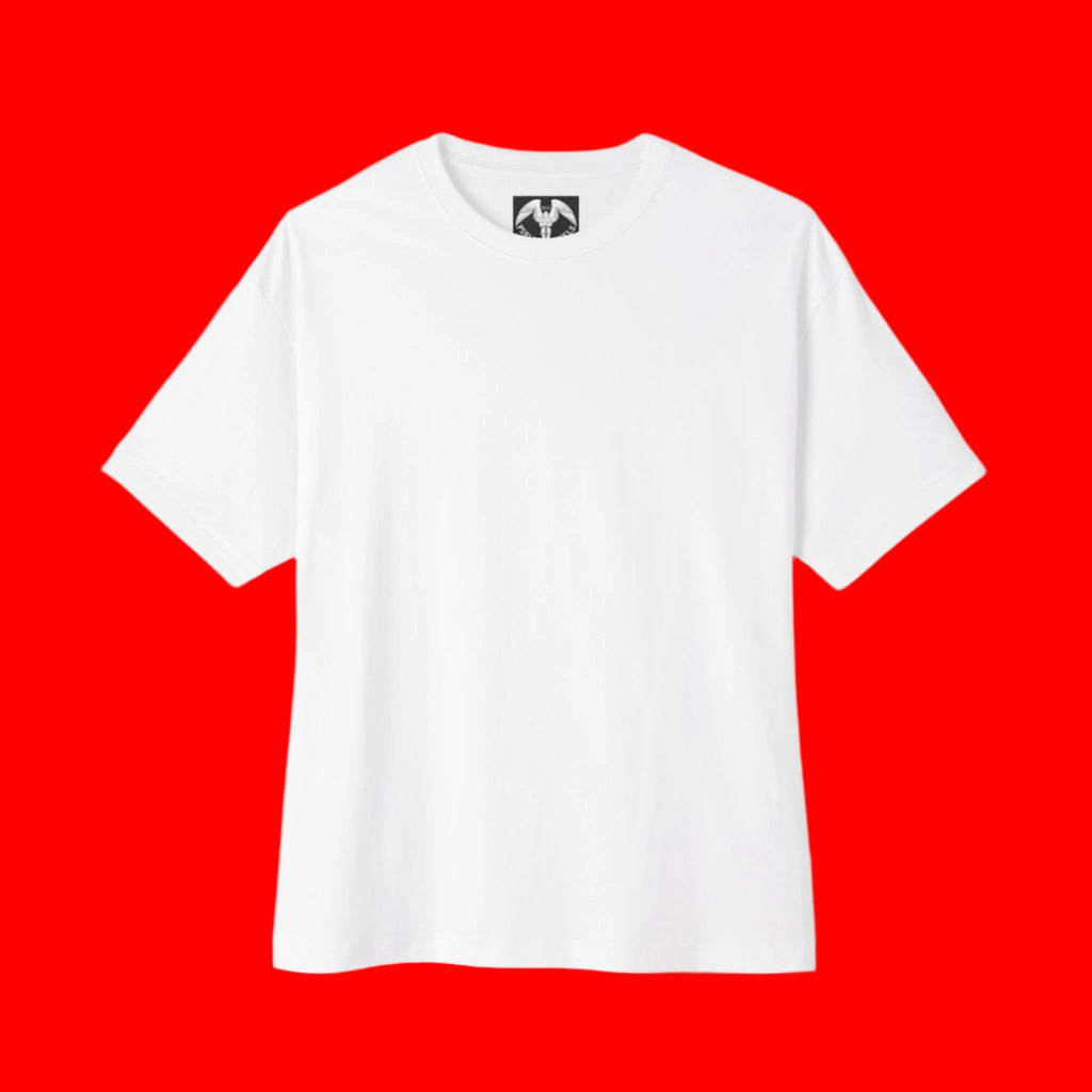 Faith Over Fear By Psalms Angels Unisex Rear Printed Oversized Boxy Lux Tee - White Armour